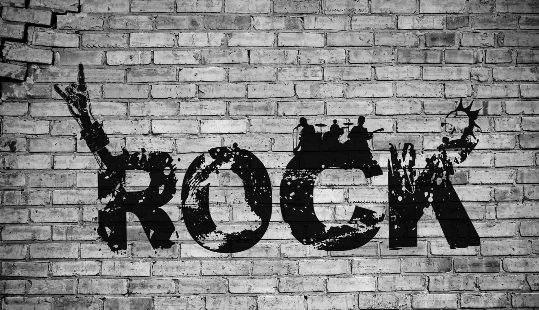 Rock Music Edgy Vibes on Brick Background wallpapers HD quality