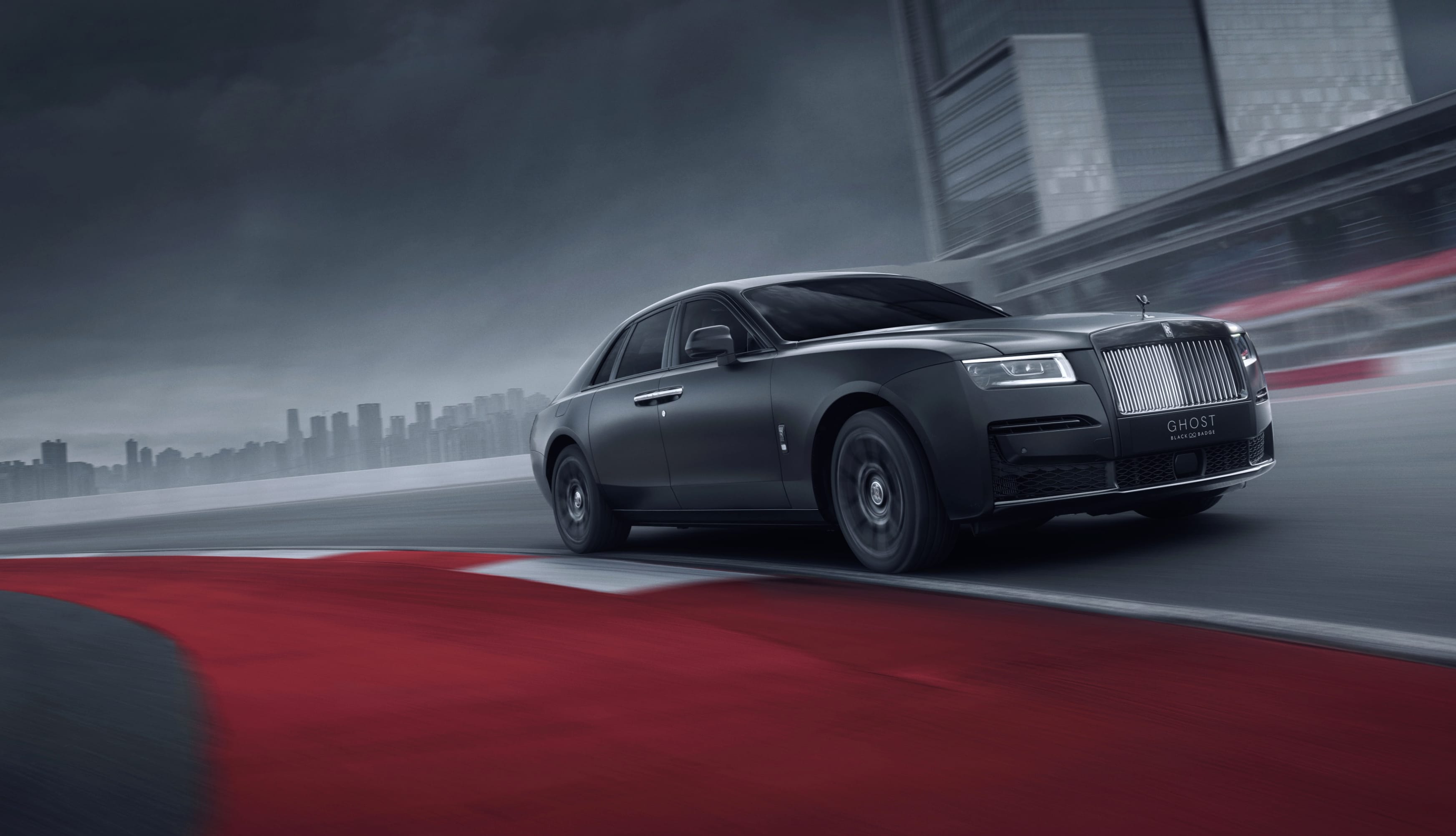 Rolls-Royce Black Badge Ghost Race track at 1536 x 864 HD size wallpapers HD quality