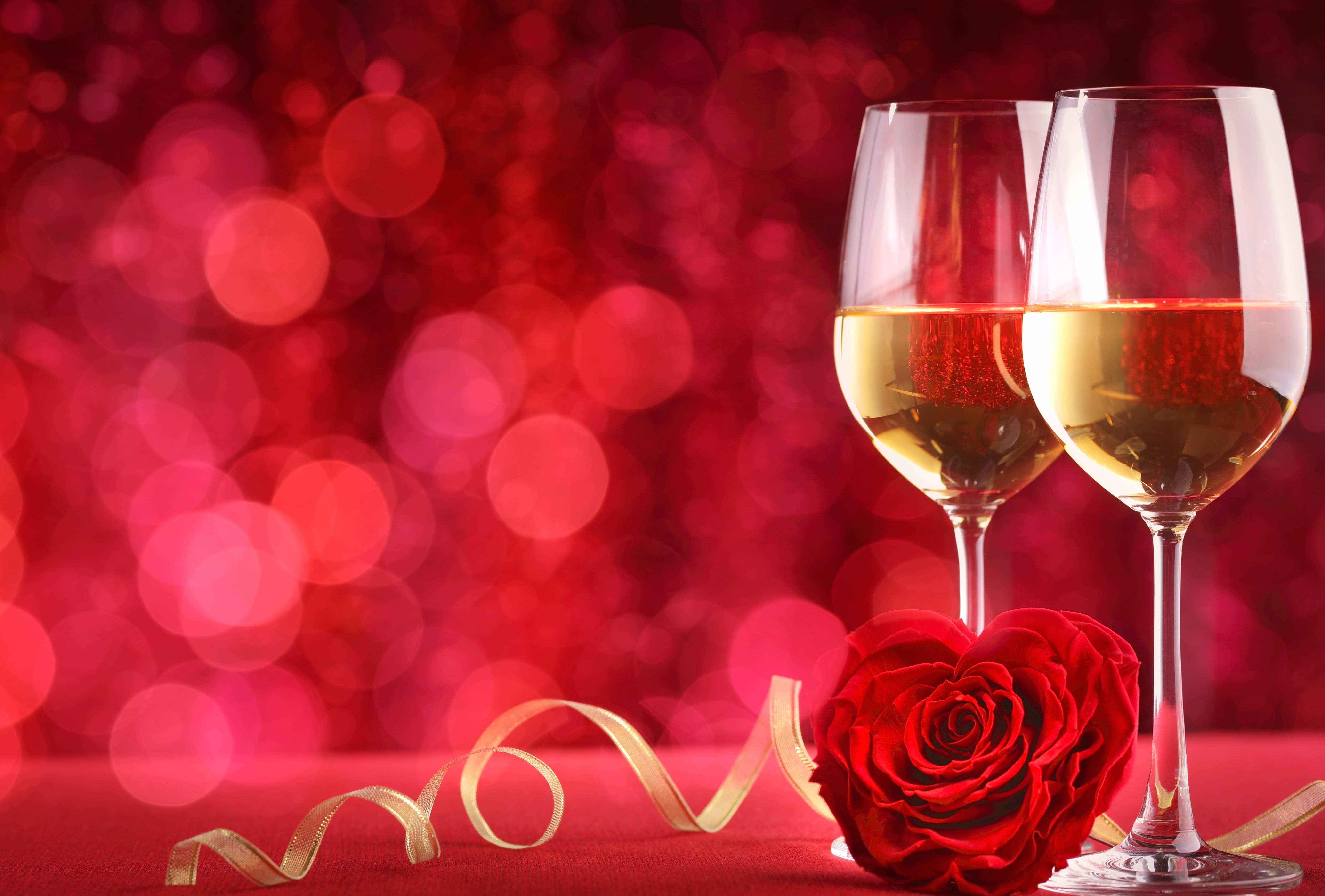 Romantic Champagne & Red Rose - wallpapers HD quality