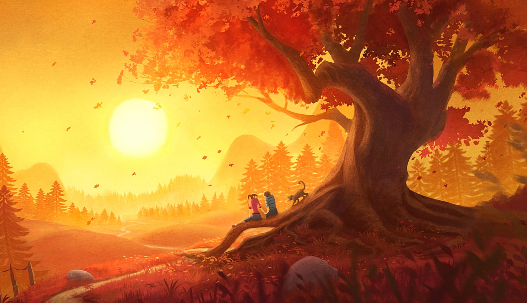 Romantic Fall Sunset - at 2560 x 1440 HD size wallpapers HD quality