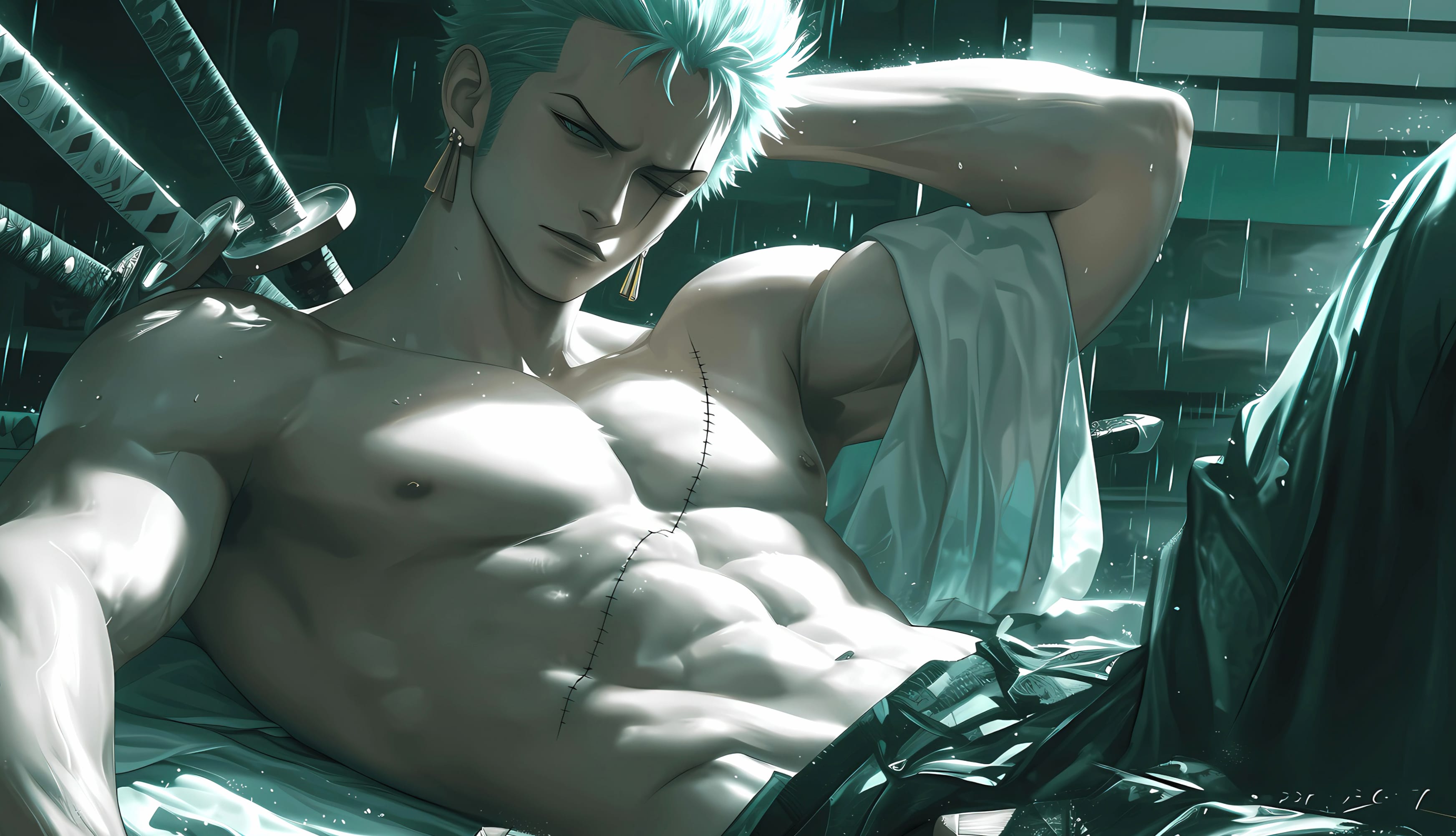 Roronoa Zoro Green aesthetic at 640 x 1136 iPhone 5 size wallpapers HD quality