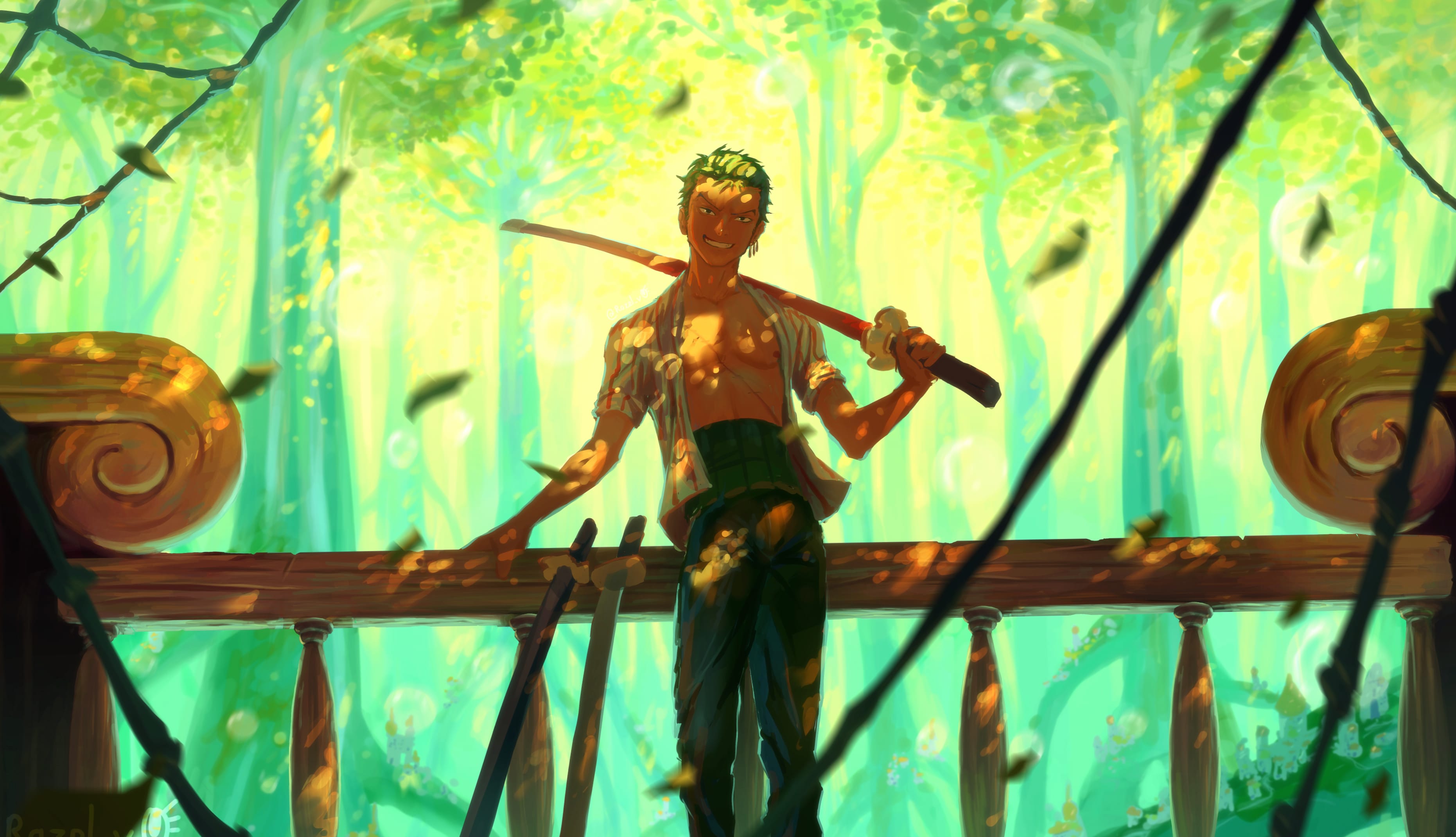 Roronoa Zoro HD Anime Wallpaper at 640 x 960 iPhone 4 size wallpapers HD quality