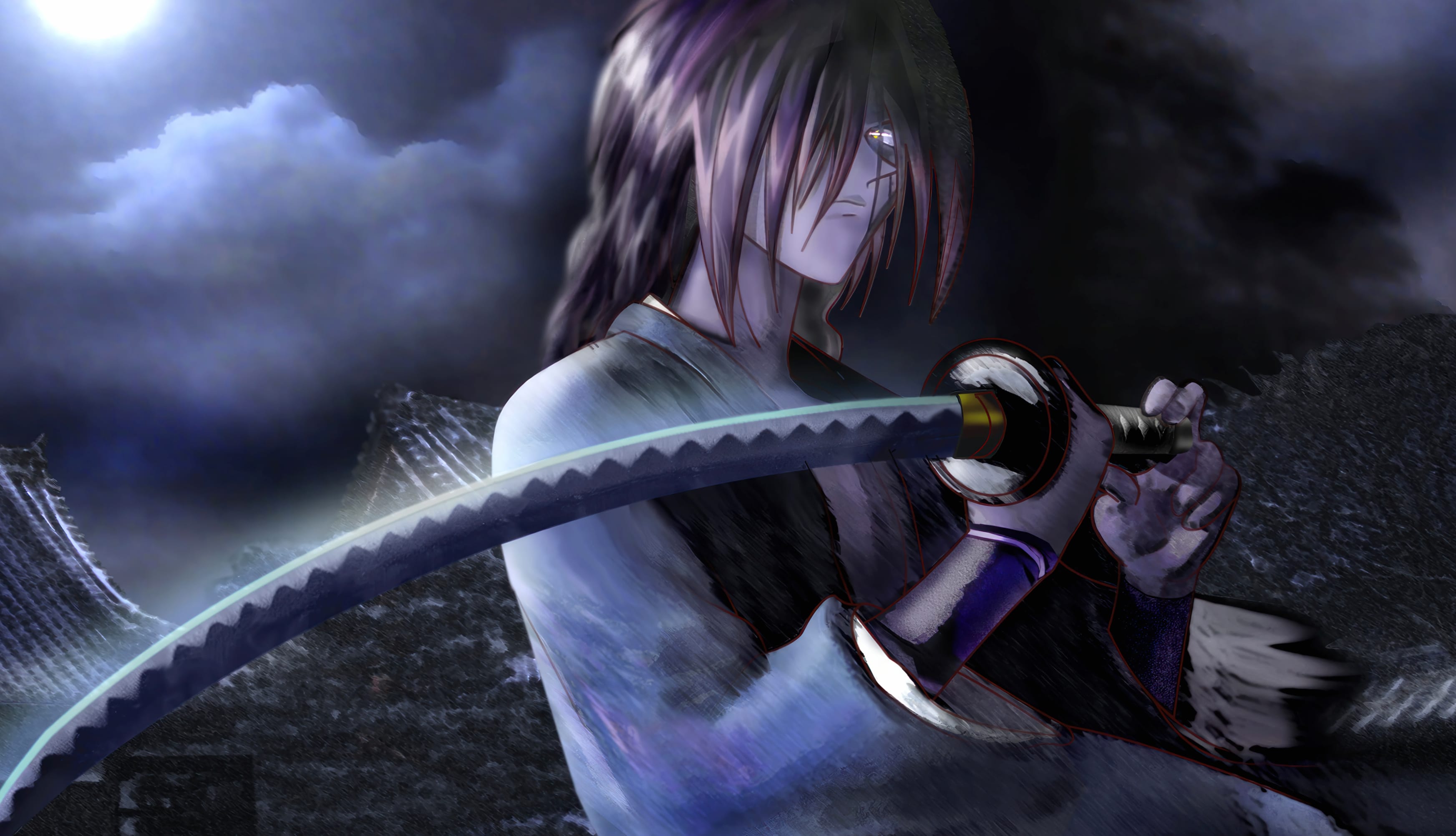 Rurouni Kenshin Himura with Katana - HD Anime Wallpaper wallpapers HD quality