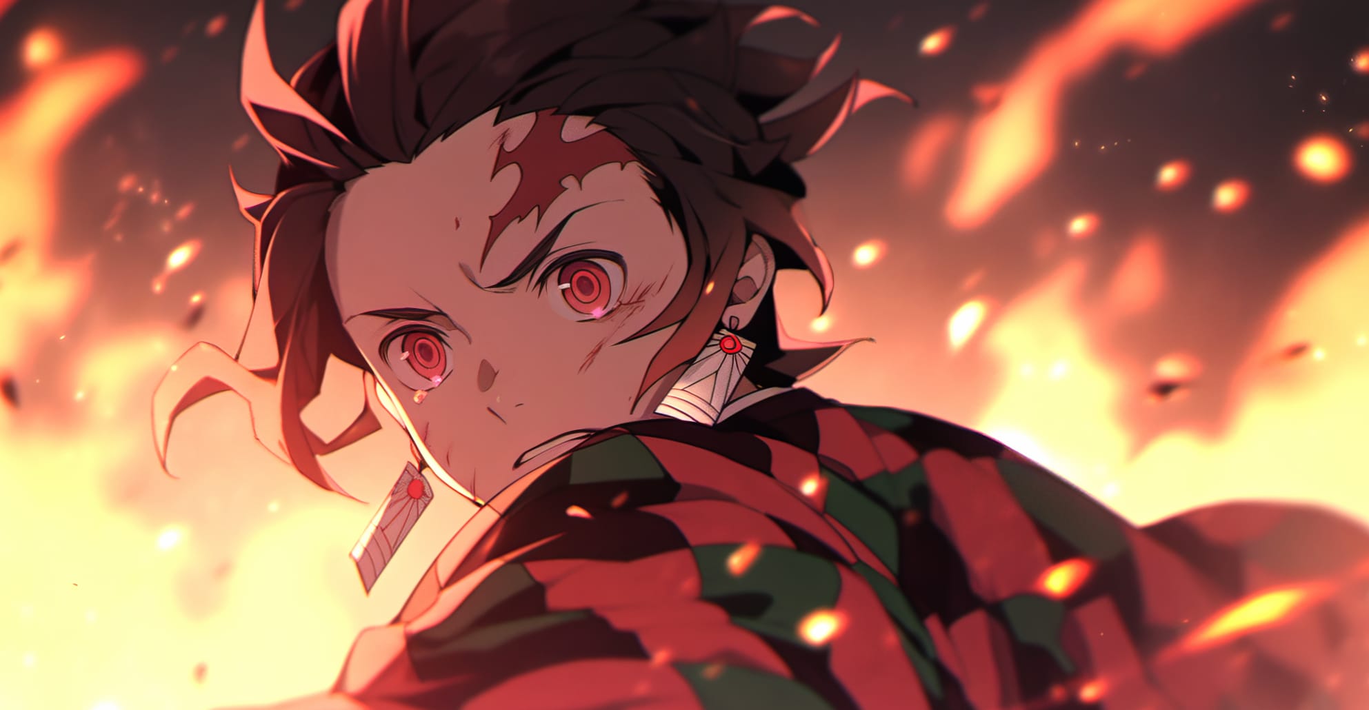 Sad Tanjiro in Japanese Lofi Style Wallpaper at 2560 x 1440 HD size wallpapers HD quality