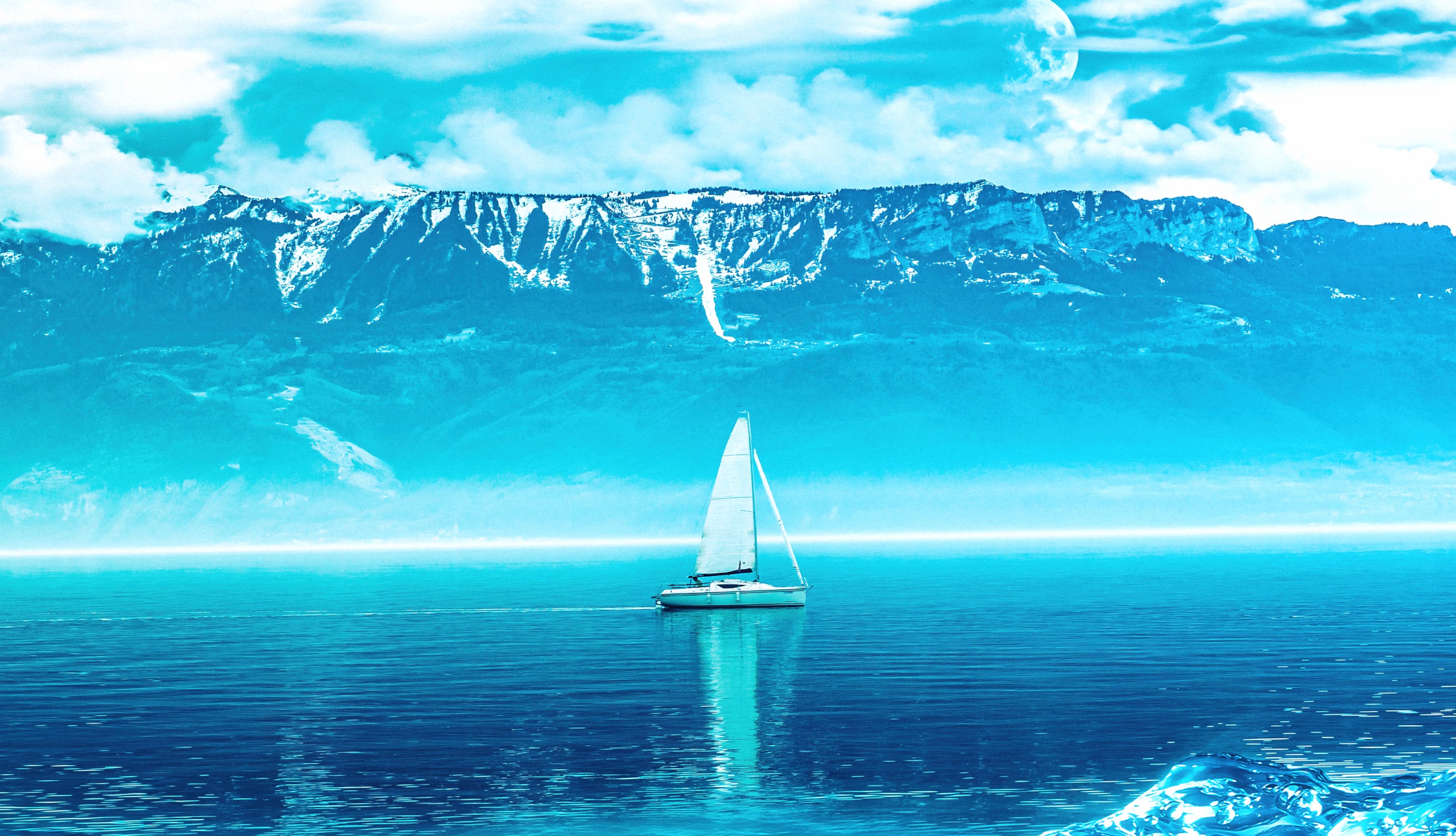 Sailing boat Mountains at 1920 x 1080 HD size wallpapers HD quality