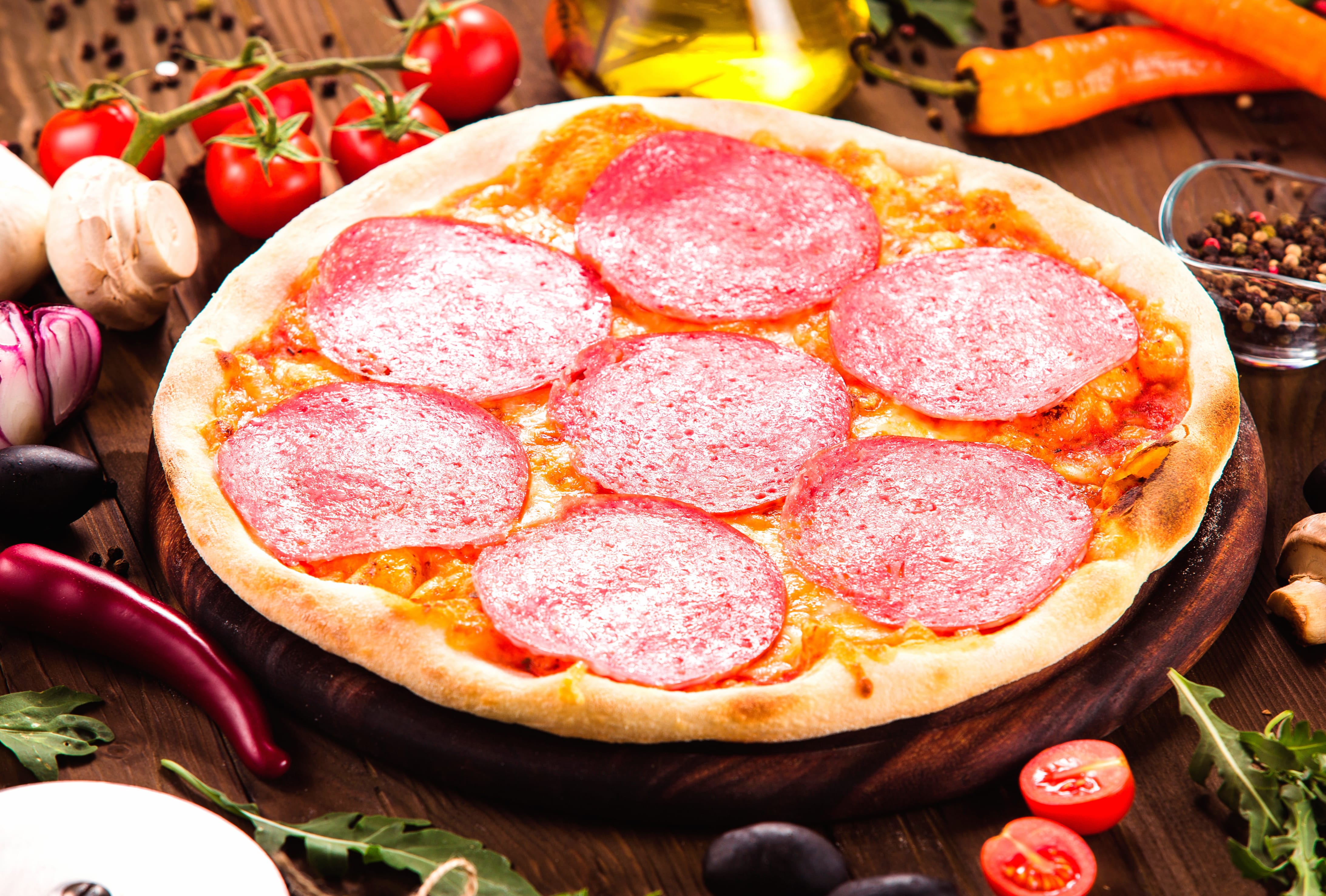 Salami Still Life Food Pizza wallpapers HD quality