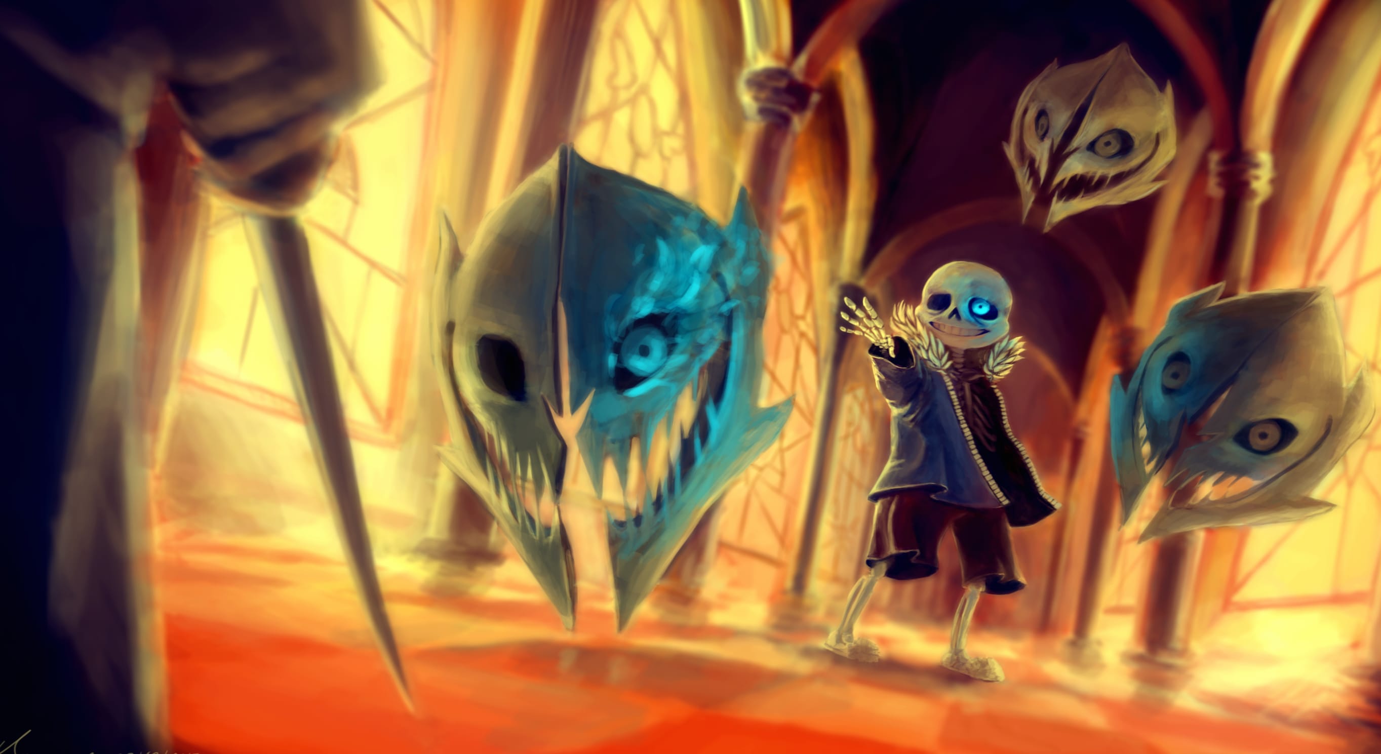 Sans in Undertale Battle Scene at 640 x 1136 iPhone 5 size wallpapers HD quality