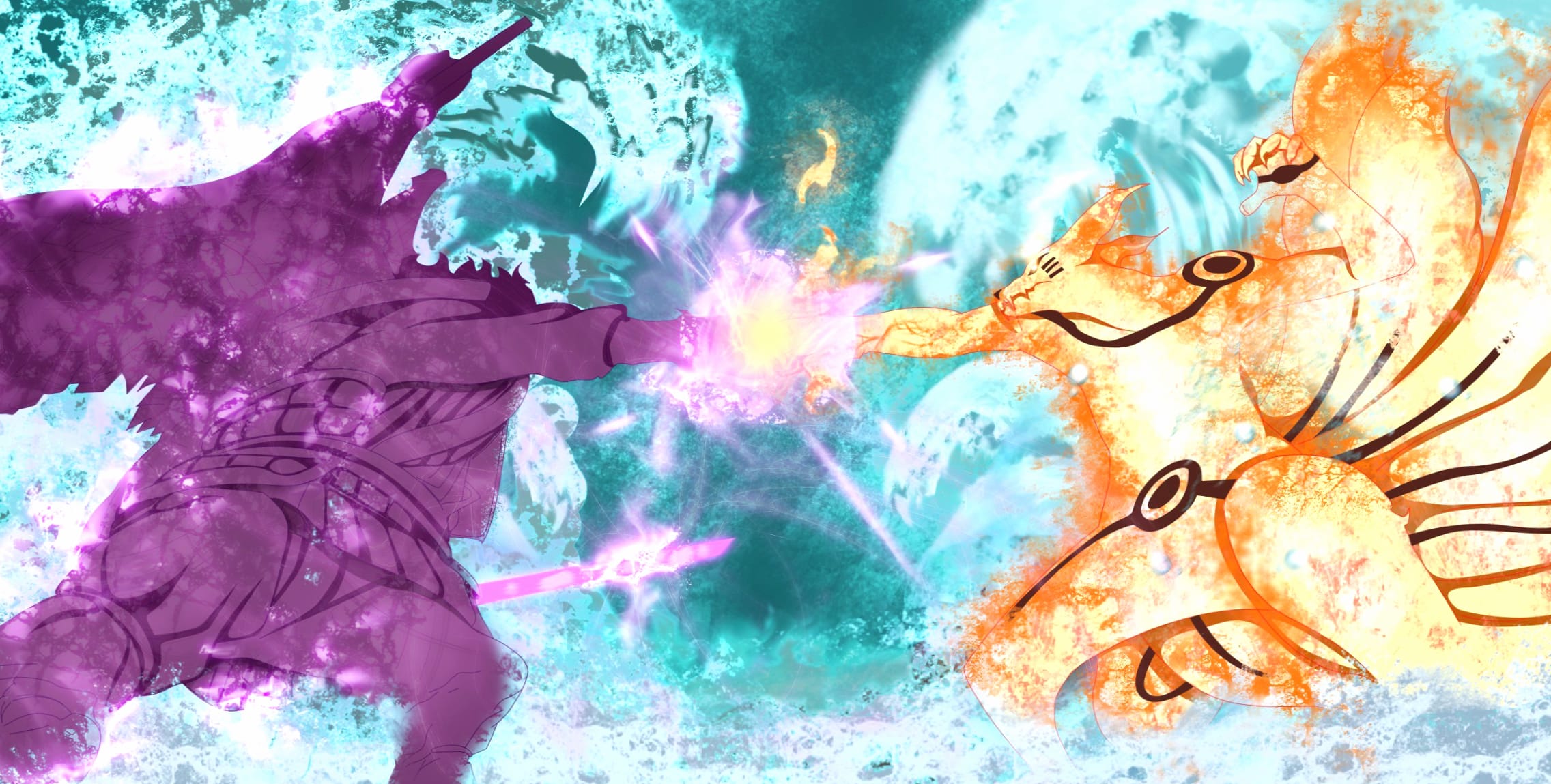 Sasuke vs Naruto Susanoo Clash at 750 x 1334 iPhone 6 size wallpapers HD quality