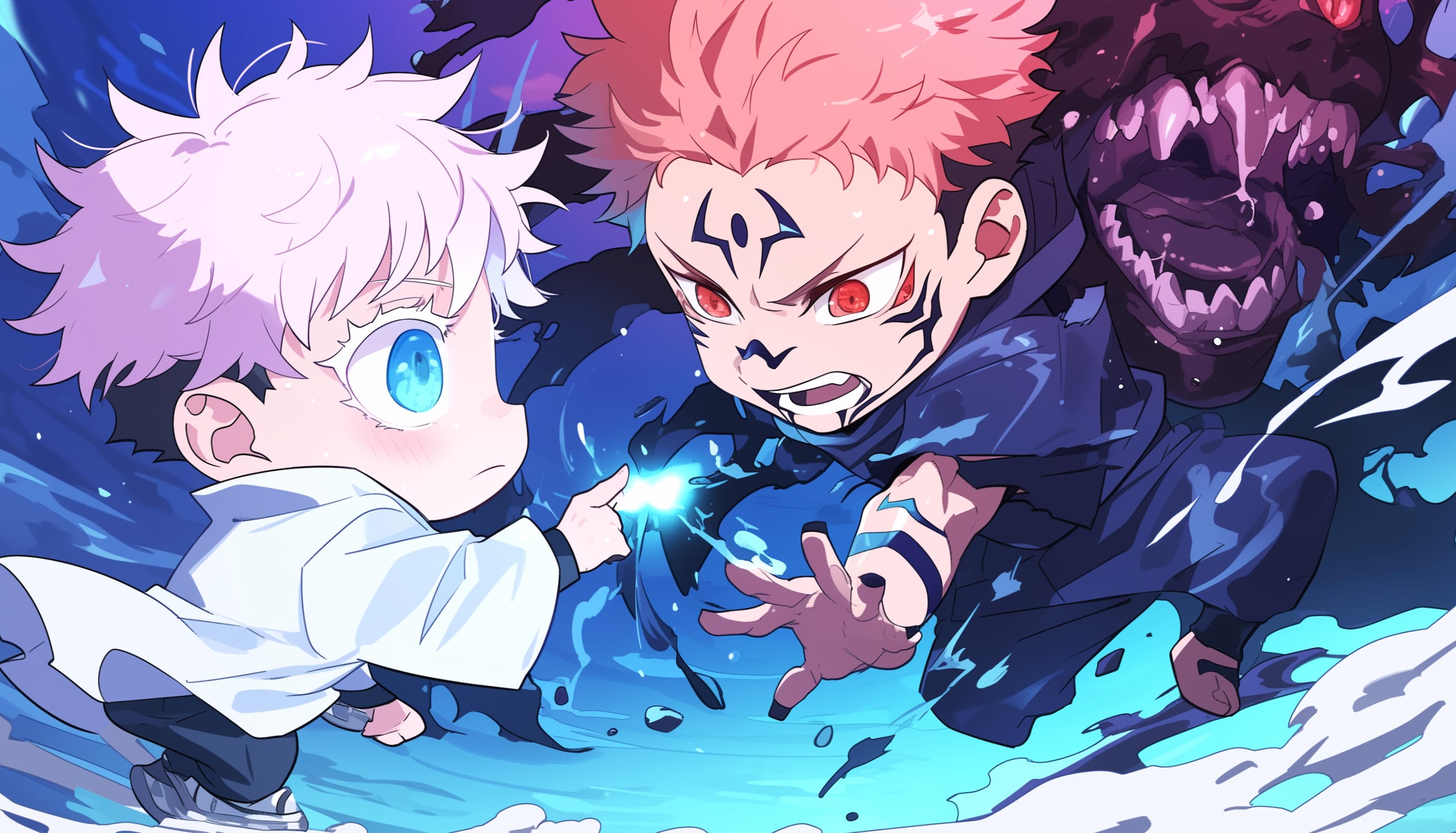 Satoru Gojo vs Sukuna Epic Duel - Jujutsu Kaisen wallpapers HD quality