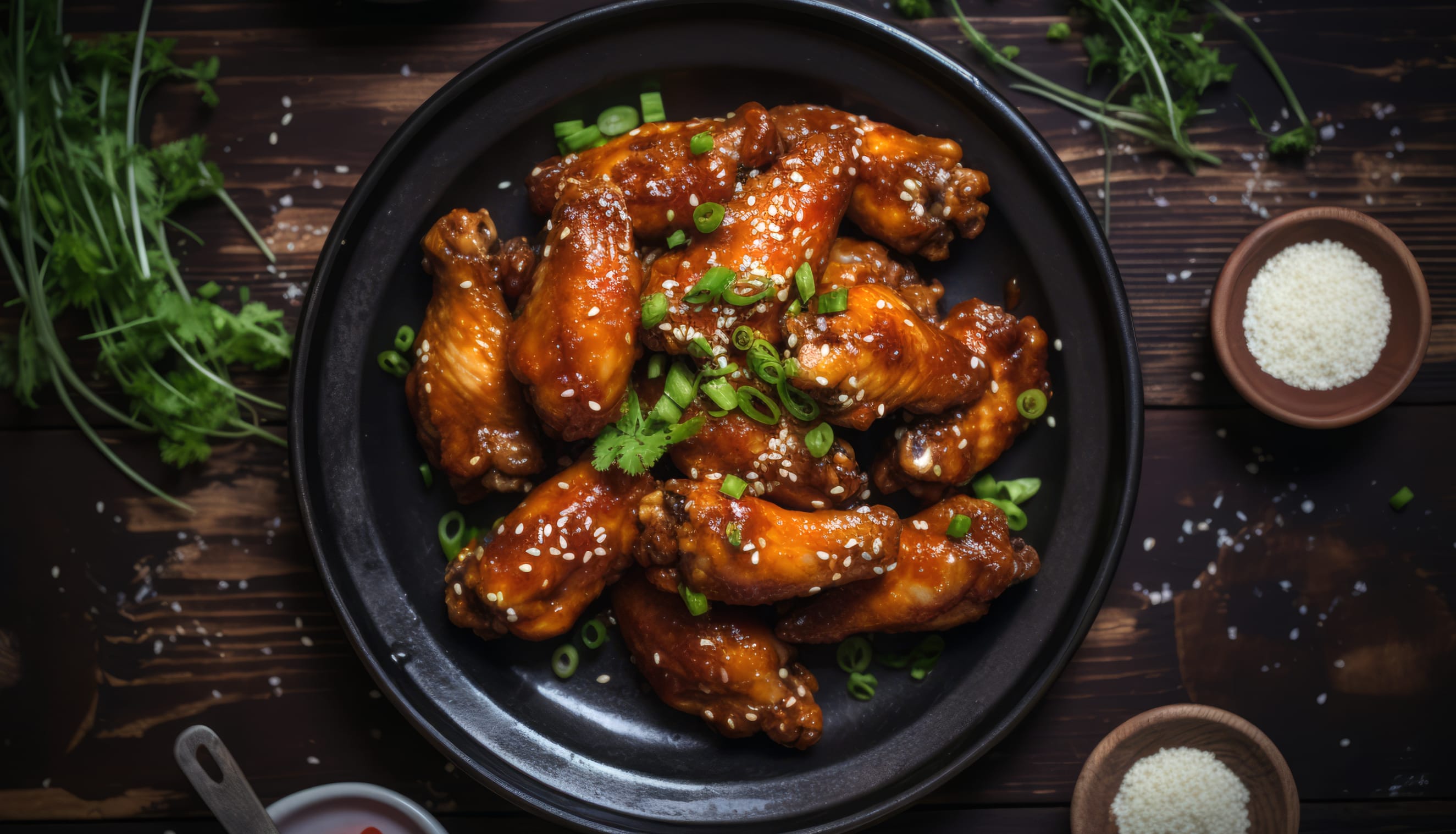 Savory Chicken Wings - Gourmet Background at 320 x 480 iPhone size wallpapers HD quality