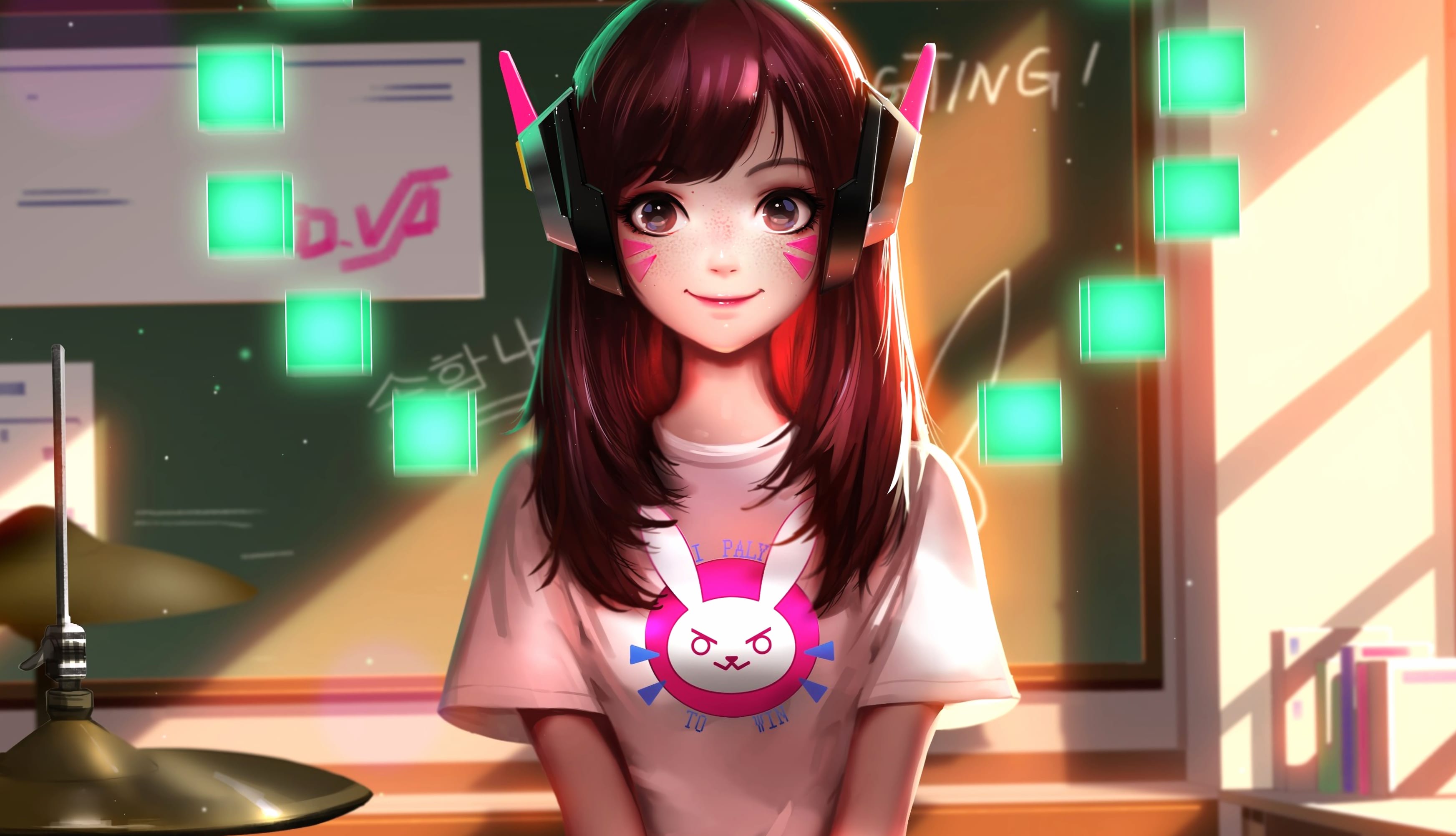 Schoolgirl D.Va - Overwatch at 320 x 480 iPhone size wallpapers HD quality