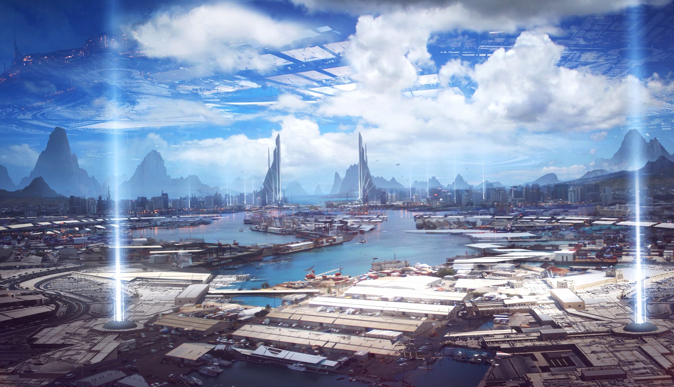 Sci-Fi City Landscape at 640 x 1136 iPhone 5 size wallpapers HD quality