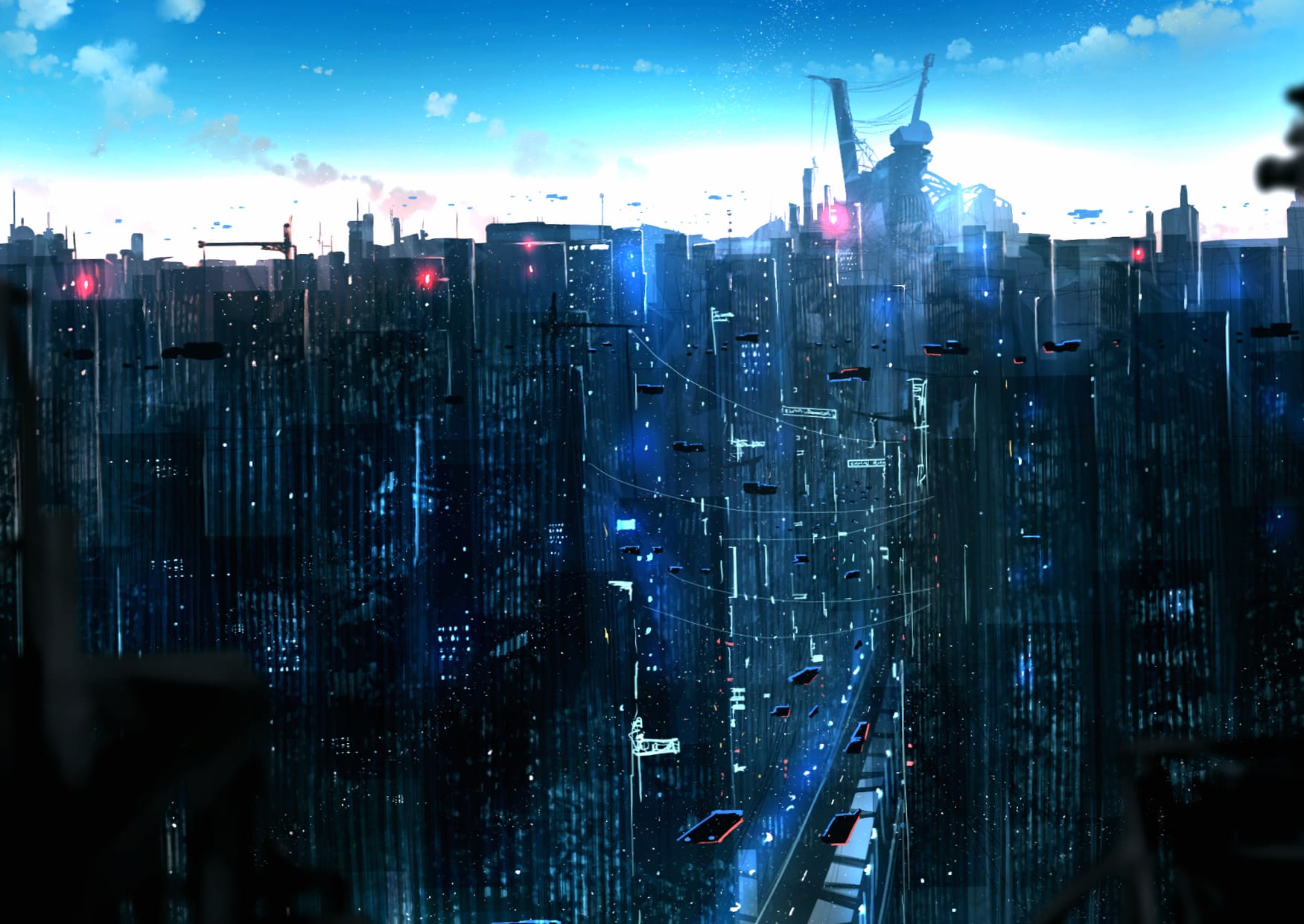 Sci-Fi Cityscape Anime Futuristic Skyline at 2560 x 1440 HD size wallpapers HD quality