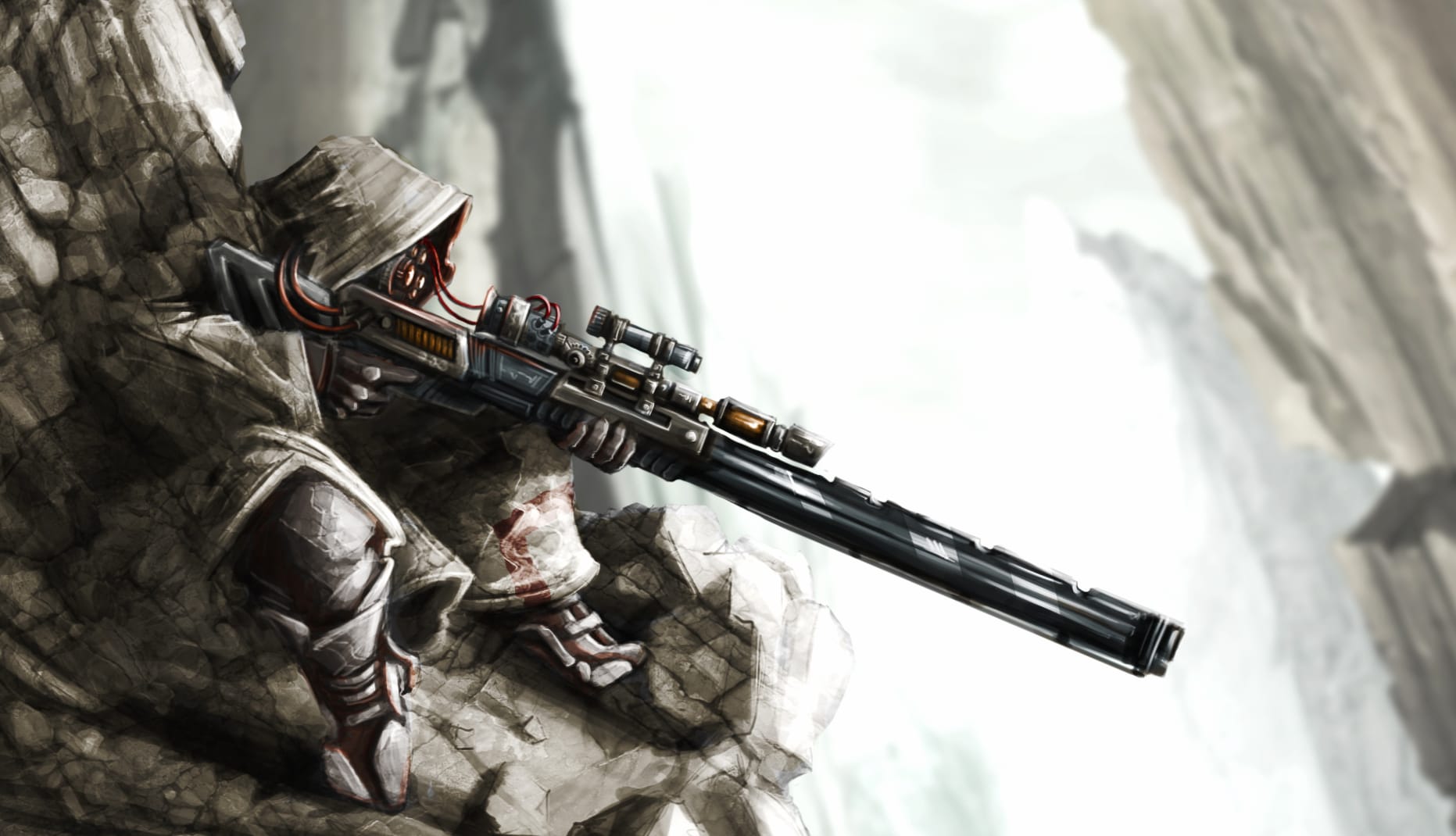 Sci-Fi Mountain Sniper at 1600 x 1200 size wallpapers HD quality