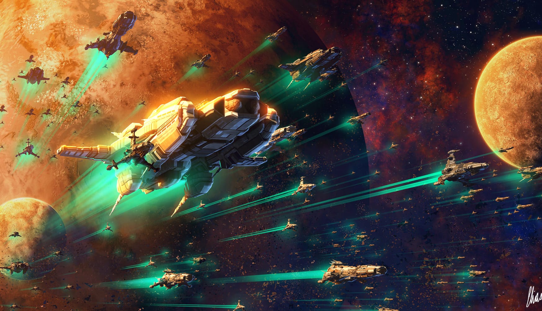 Sci-Fi Spaceship Fleet - at 1536 x 864 HD size wallpapers HD quality