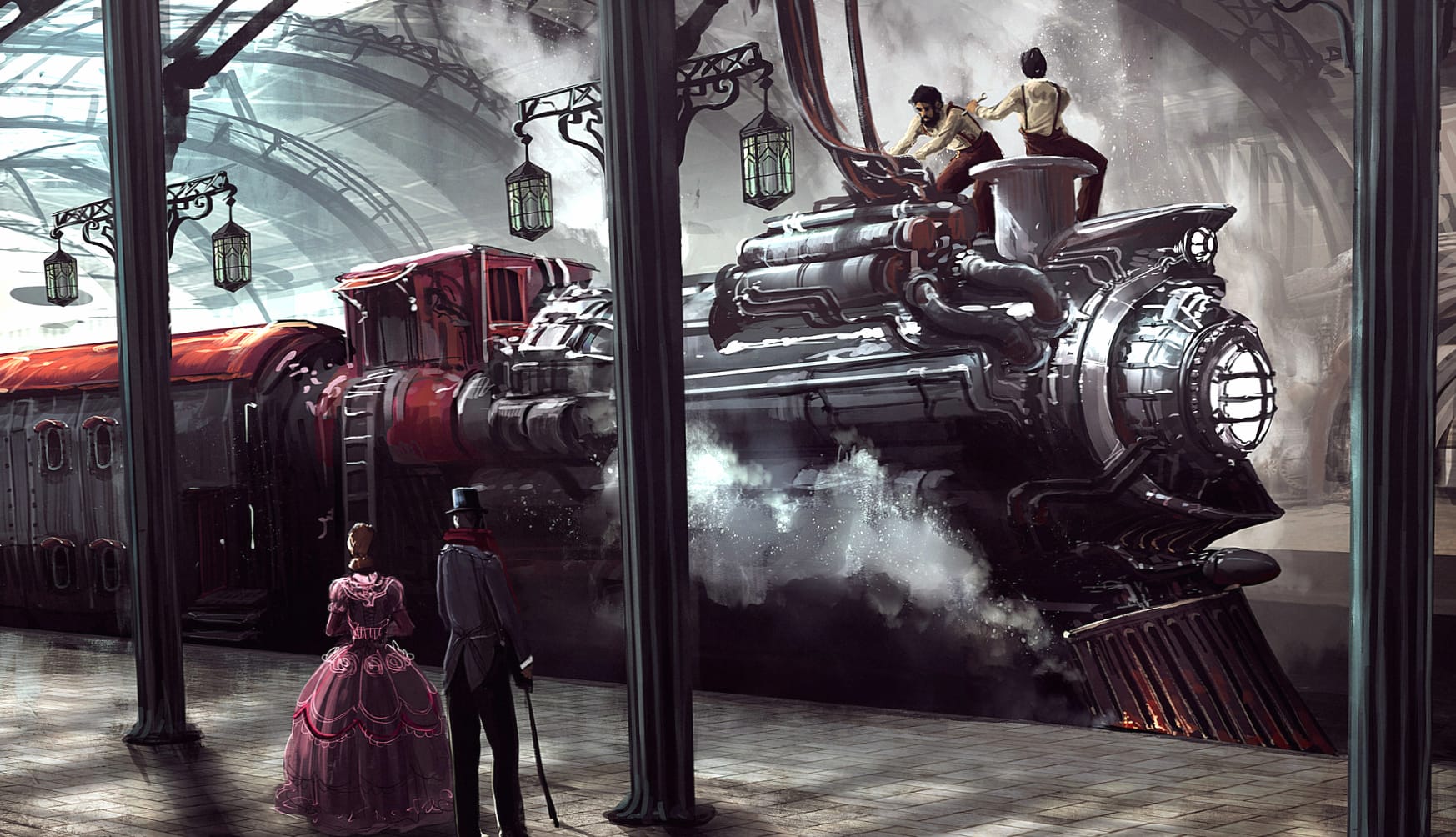 Sci-Fi Steampunk Train Station - wallpapers HD quality