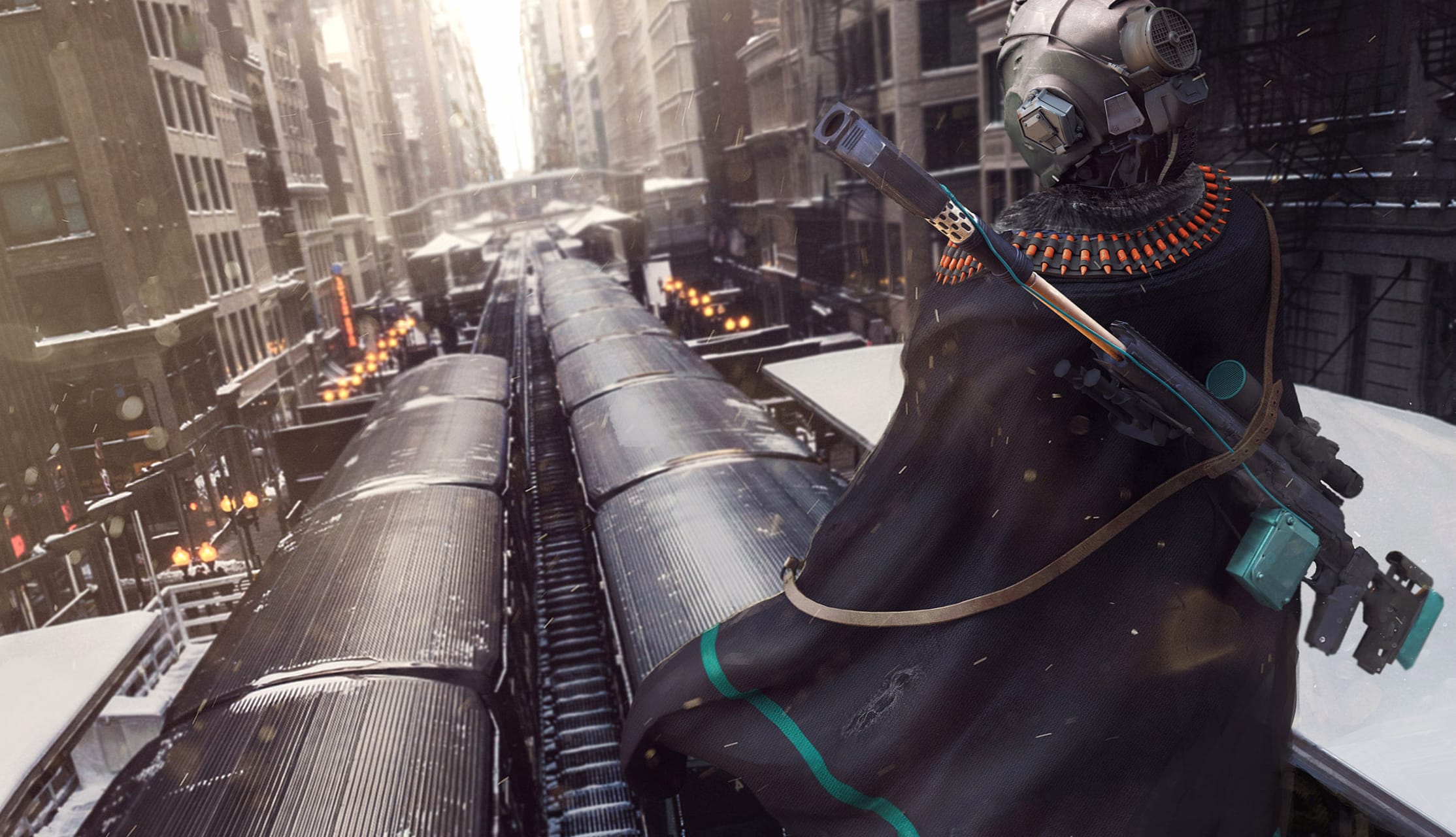 Sci-Fi Warrior Urban Conquest at 2560 x 1440 HD size wallpapers HD quality