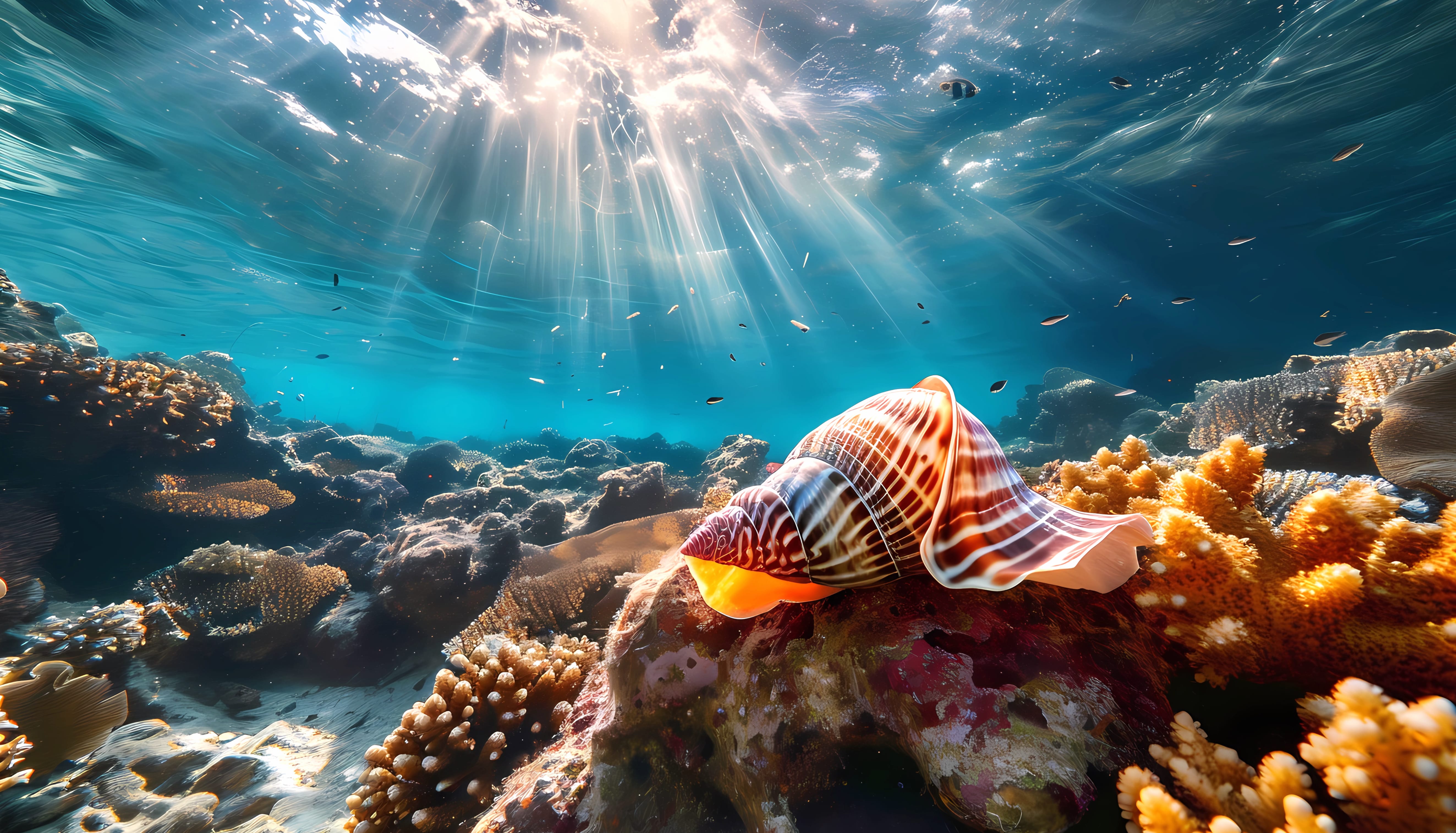 Sea snail underwater scenery at 640 x 1136 iPhone 5 size wallpapers HD quality