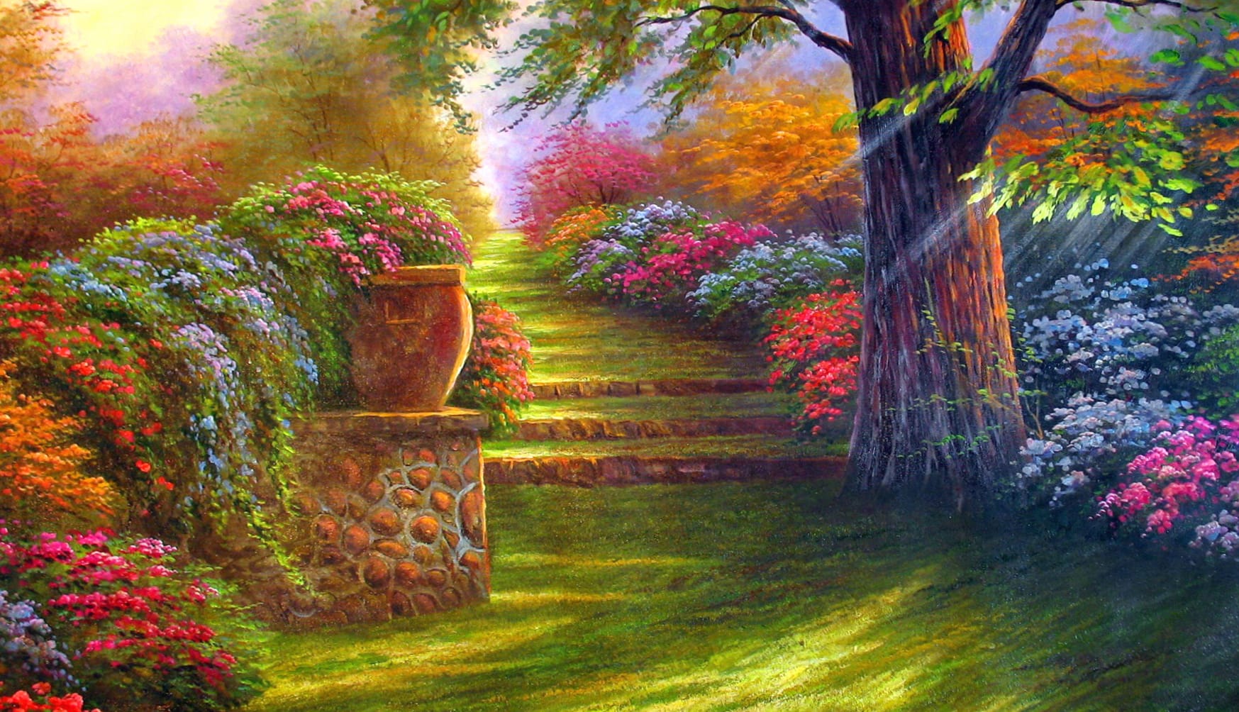 Serene Garden Path - at 1024 x 1024 iPad size wallpapers HD quality