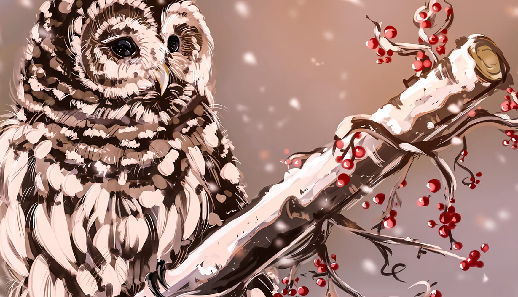 Serene Owl in Winter - wallpapers HD quality