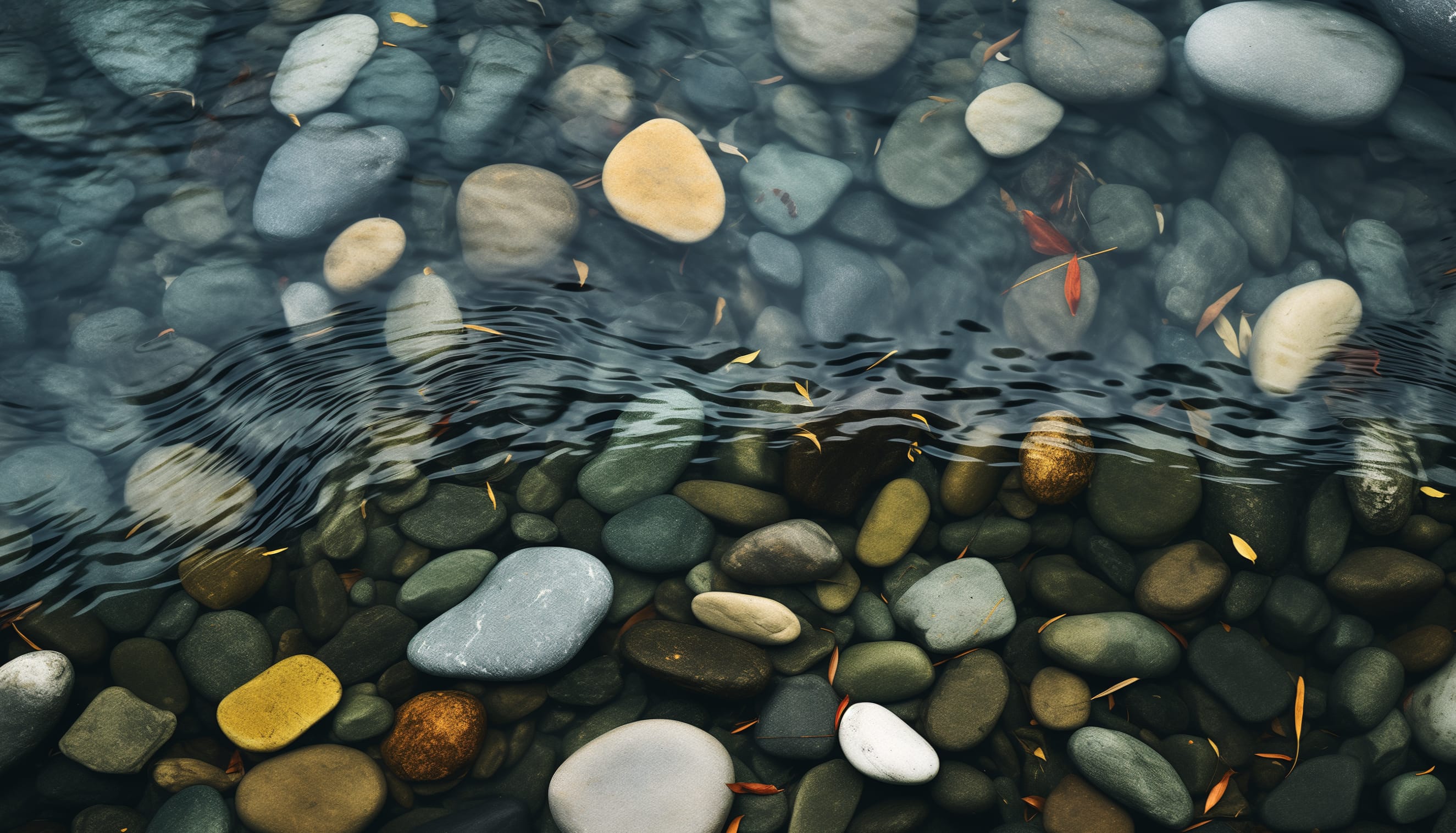 Serene Pebble Pond at 1600 x 1200 size wallpapers HD quality