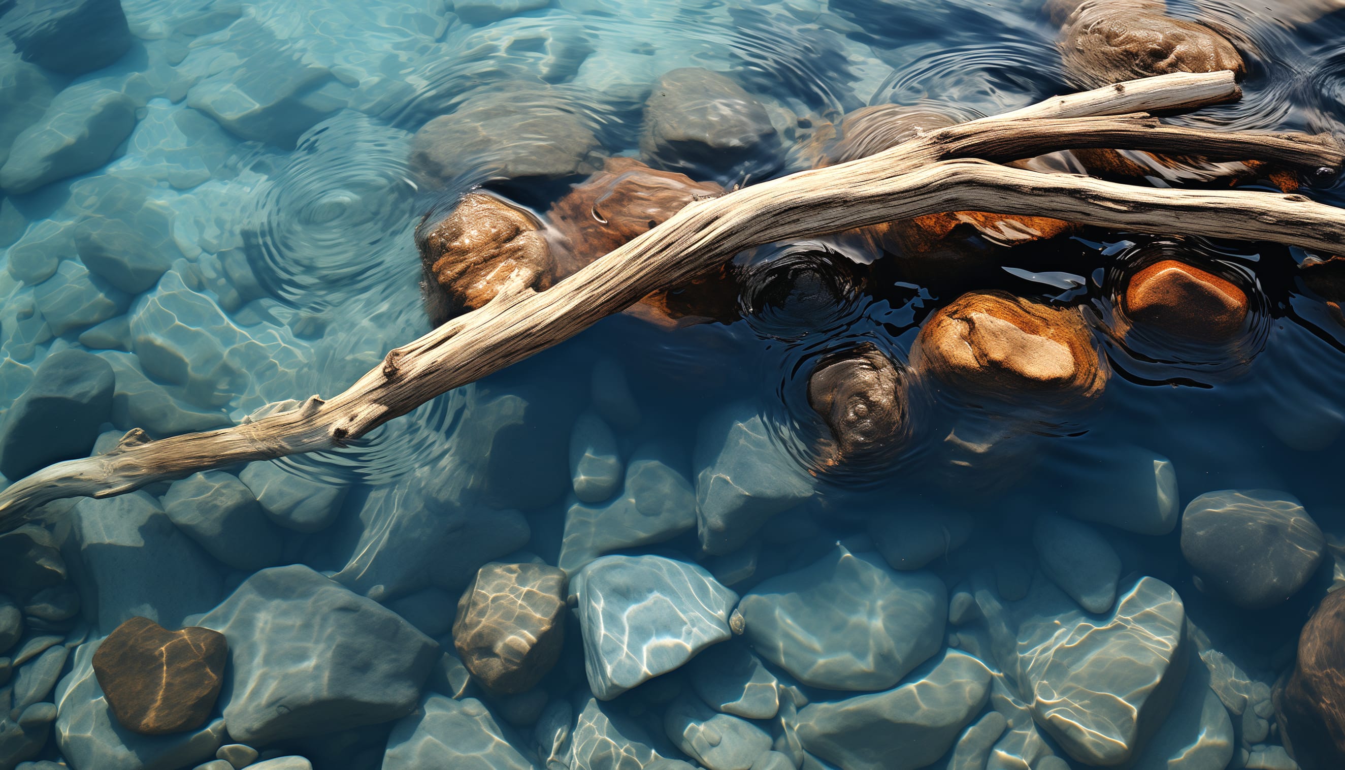 Serene River Driftwood at 1024 x 1024 iPad size wallpapers HD quality