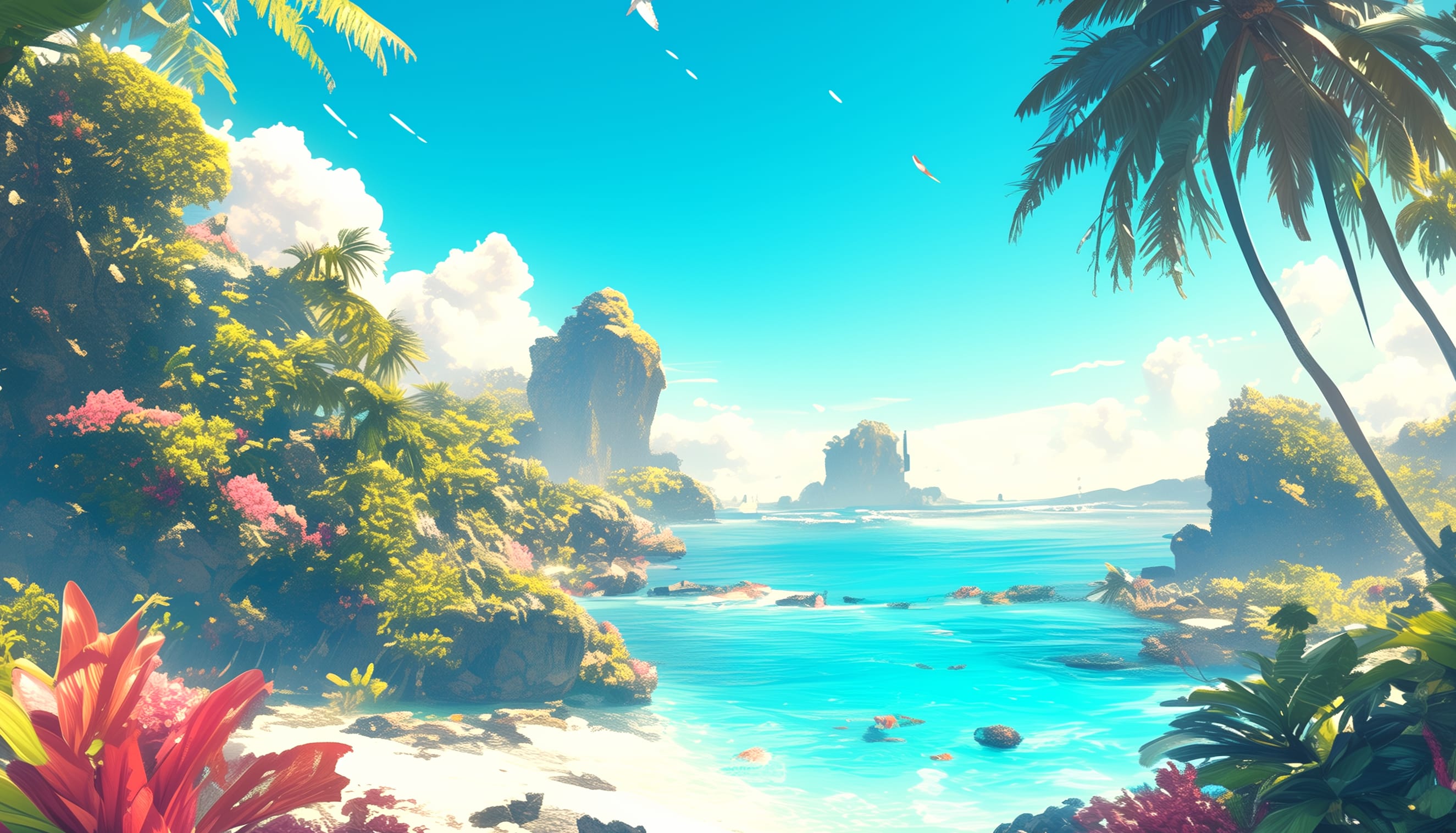 Serene Tropical Island Paradise at 1366 x 768 HD size wallpapers HD quality