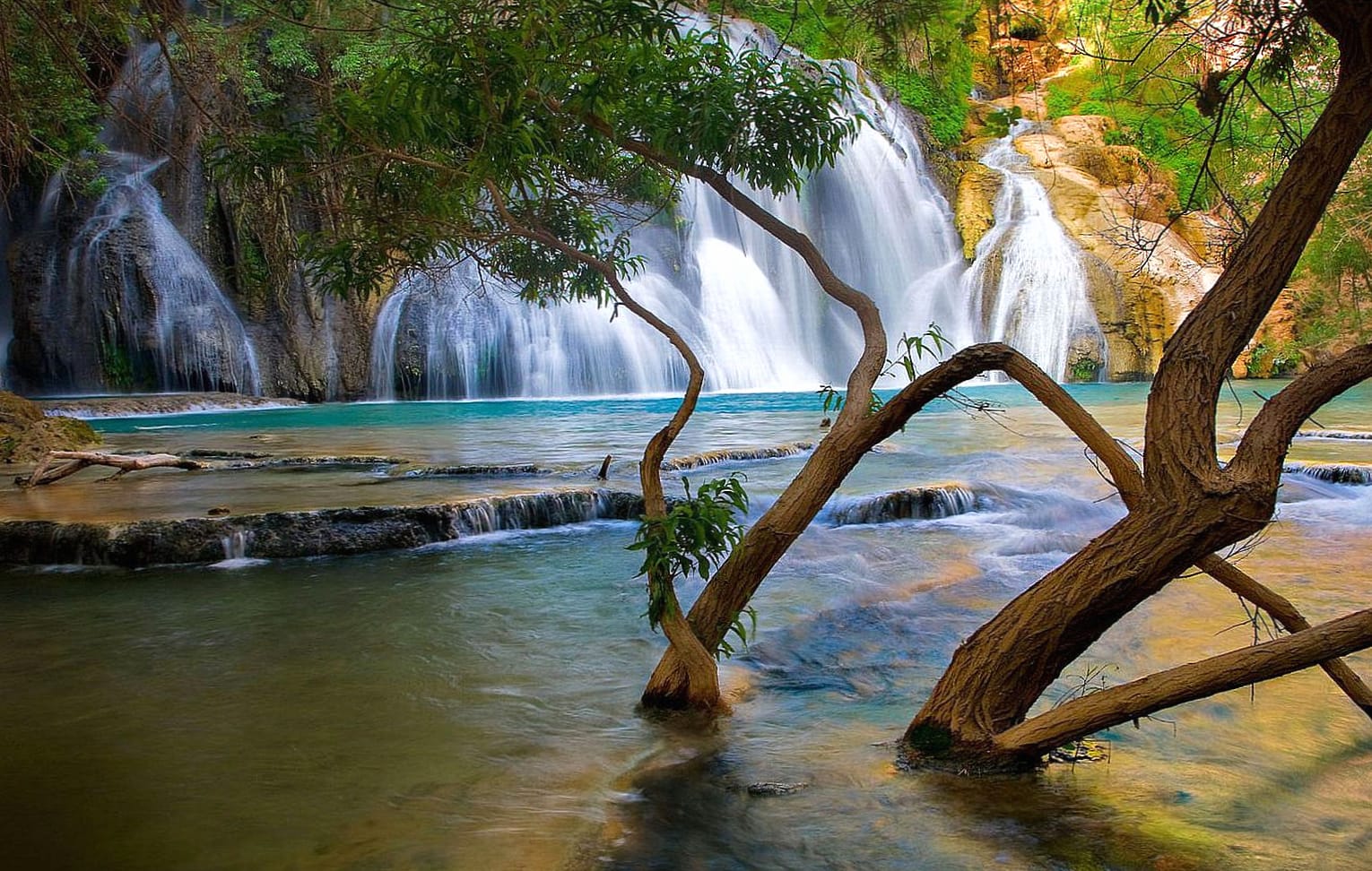 Serene Waterfall - HD Nature Wallpaper at 1024 x 1024 iPad size wallpapers HD quality