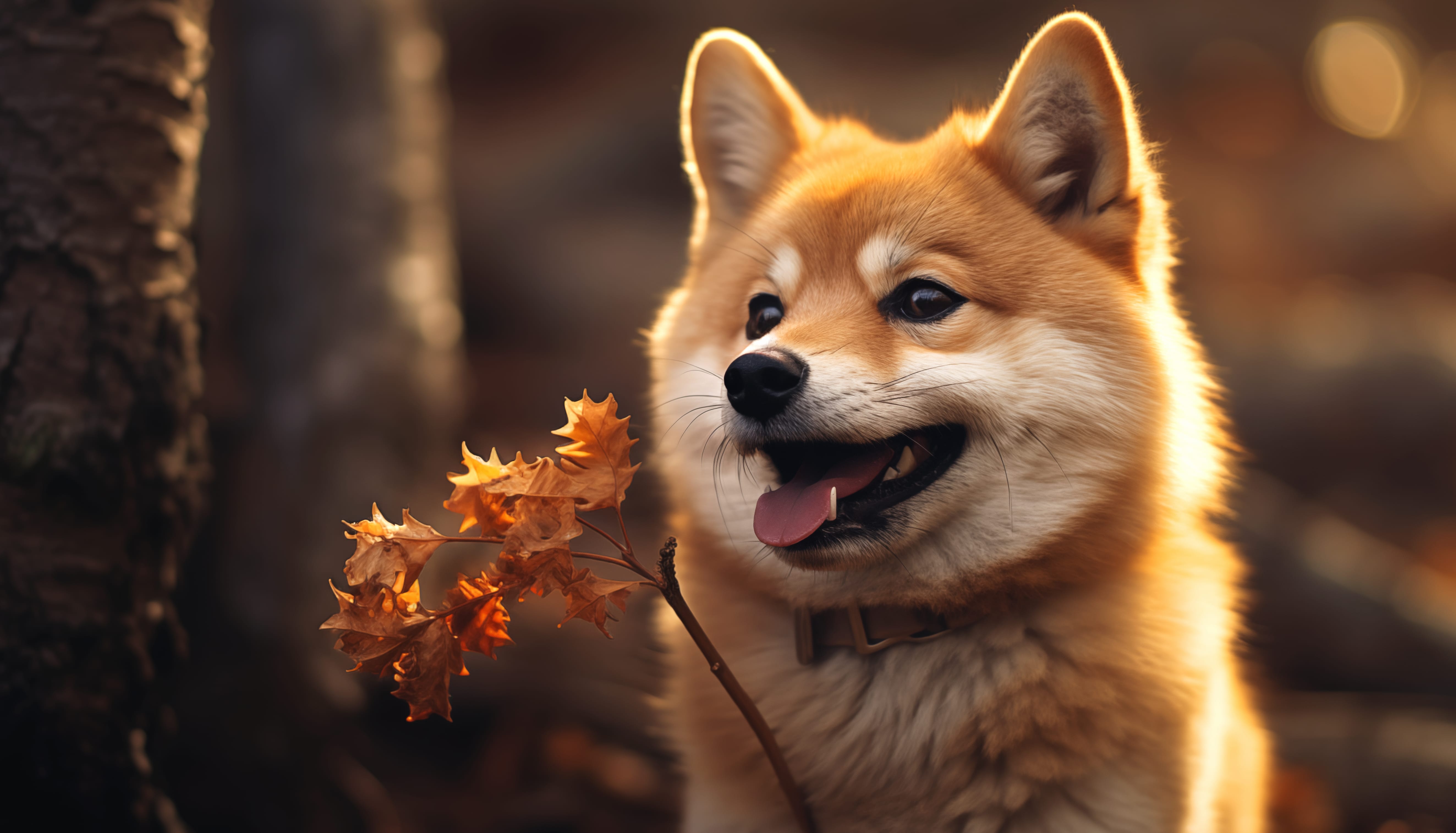 Shiba Inu Autumn Bliss at 2560 x 1440 HD size wallpapers HD quality