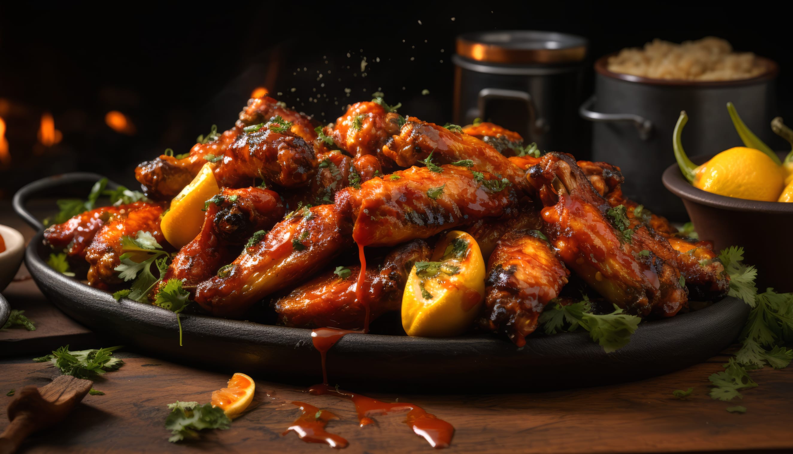 Sizzling Chicken Wings - Flavorful Feast Background at 750 x 1334 iPhone 6 size wallpapers HD quality