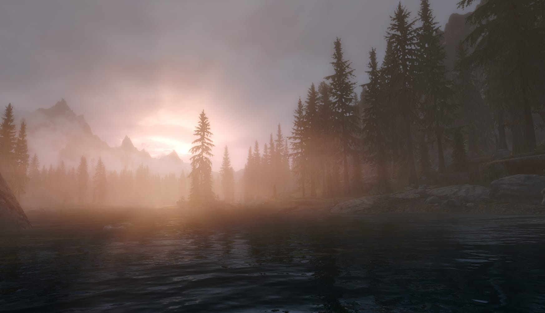 Skyrim - Lake Ilinalta Sunset wallpapers HD quality