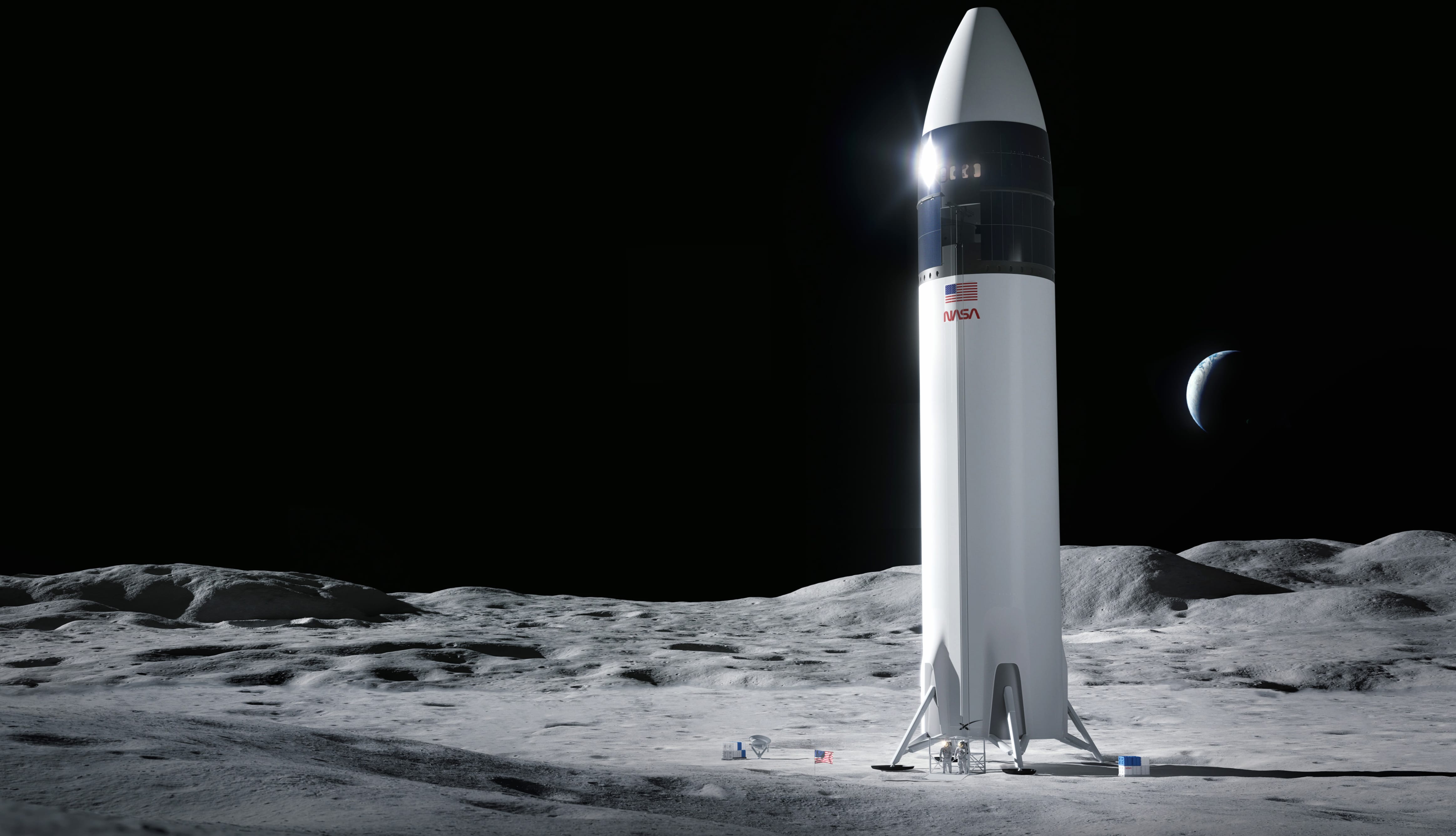 SpaceX Starship HLS on Lunar Surface - HD Space Wallpaper at 750 x 1334 iPhone 6 size wallpapers HD quality