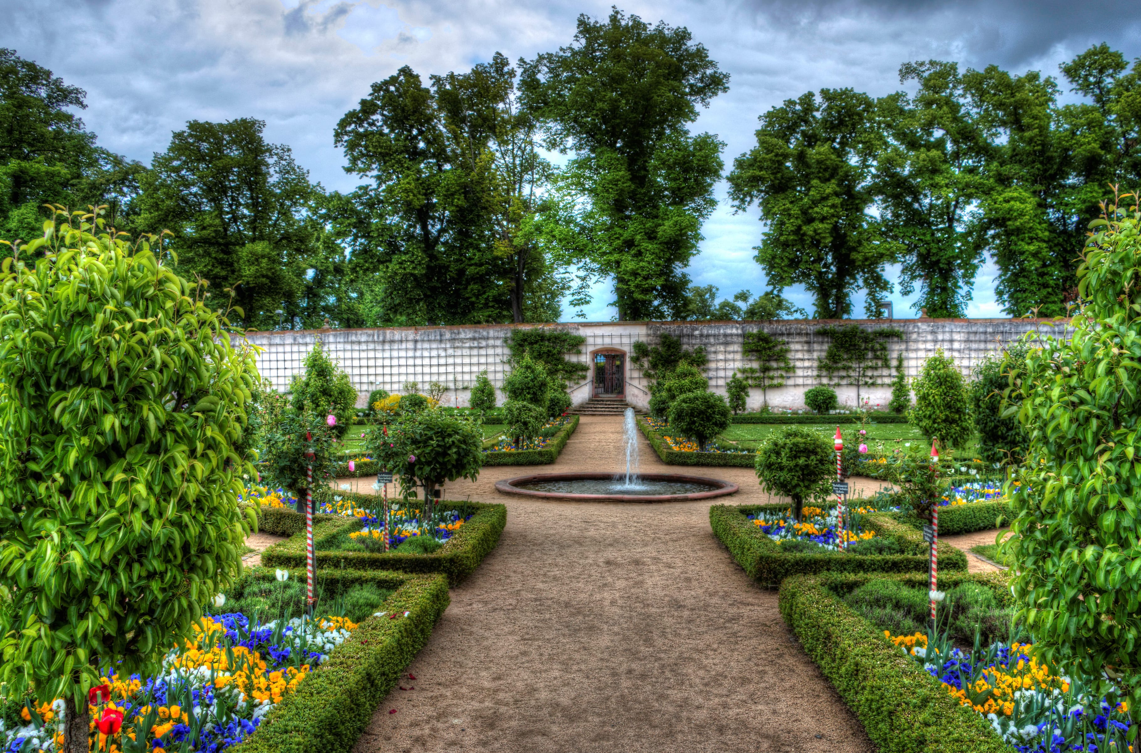 Spring Garden Fountain in Germany - wallpapers HD quality