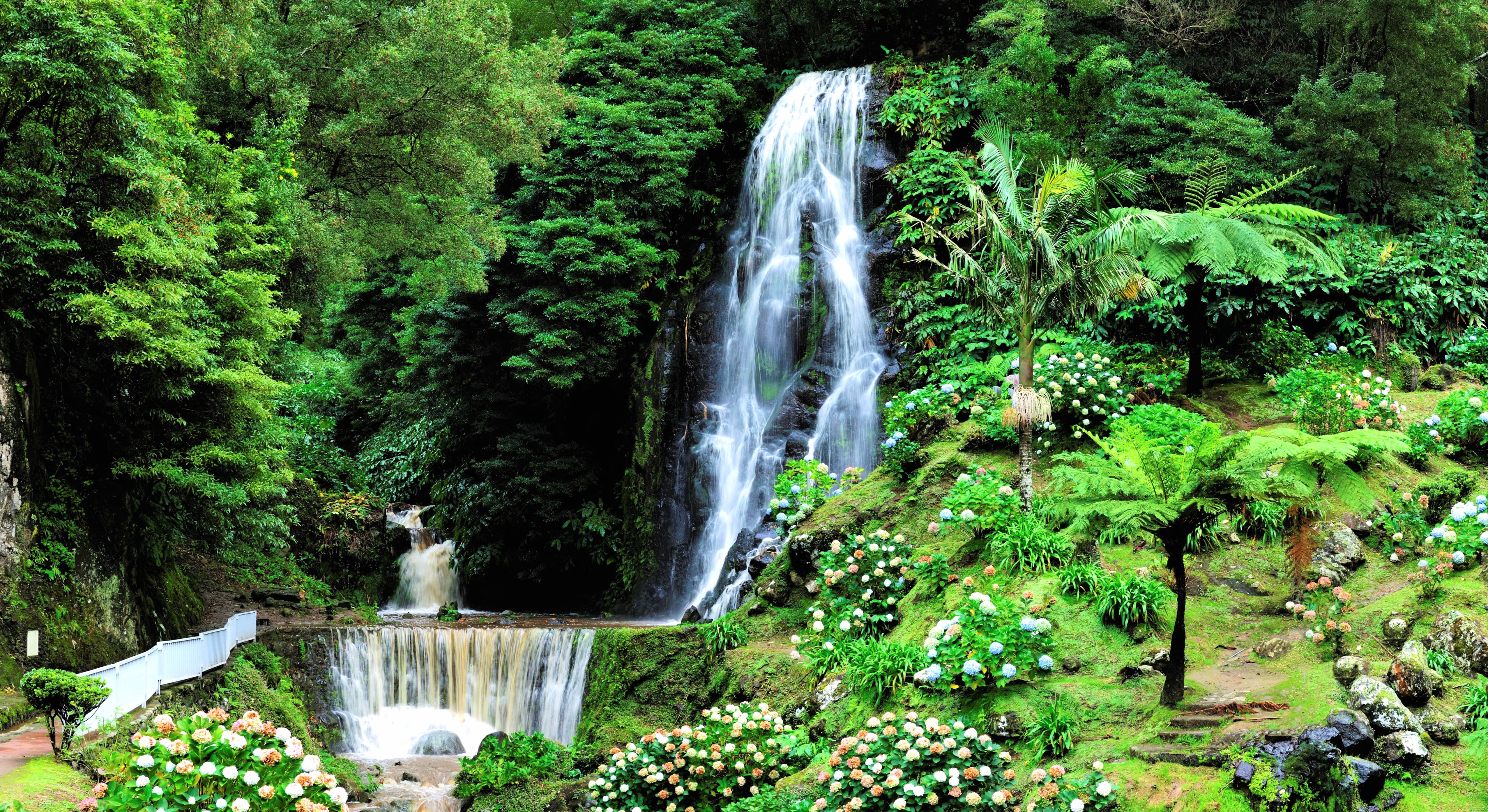 Spring Garden Waterfall in Portugal - wallpapers HD quality