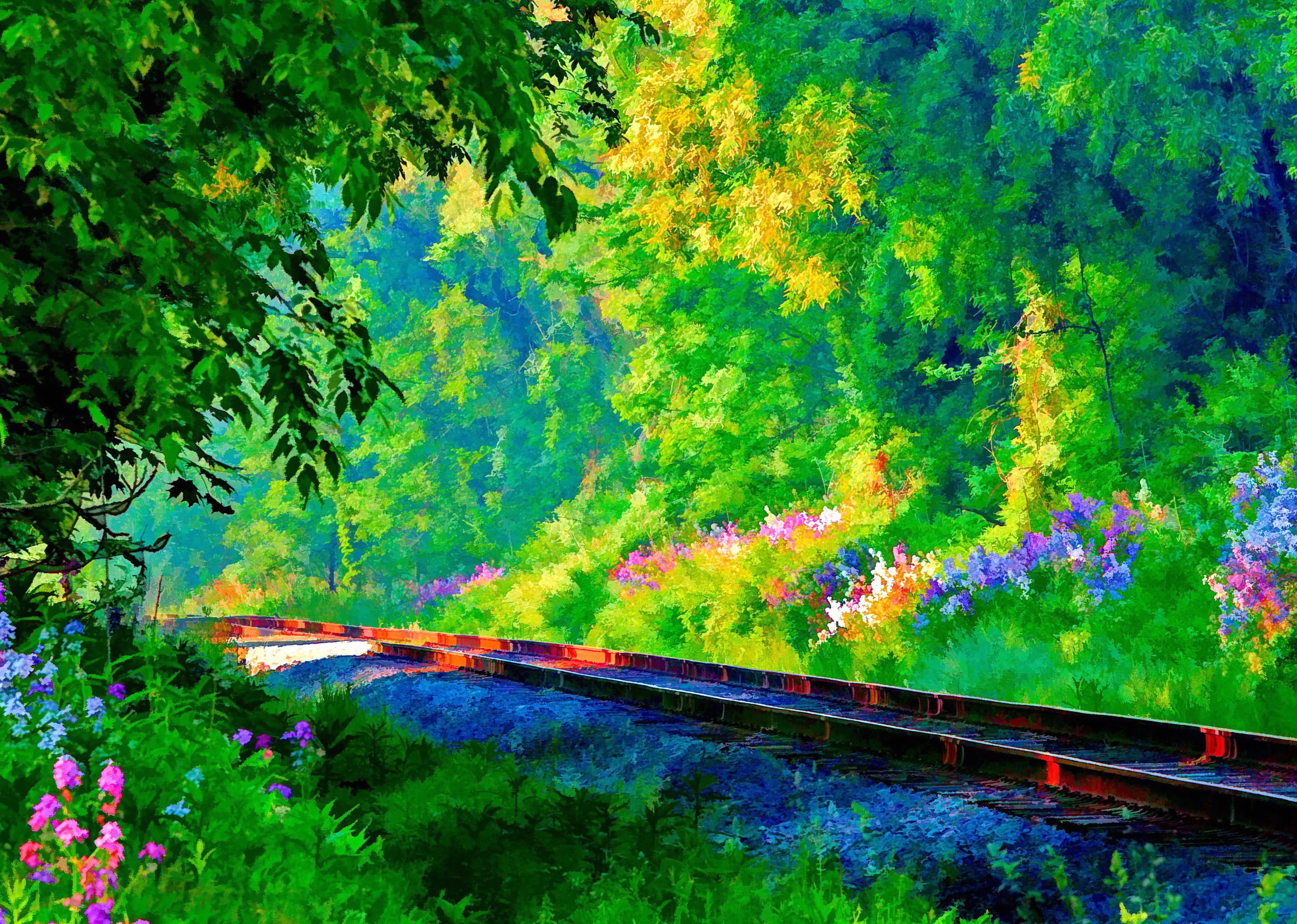 Spring Railroad Serenity wallpapers HD quality