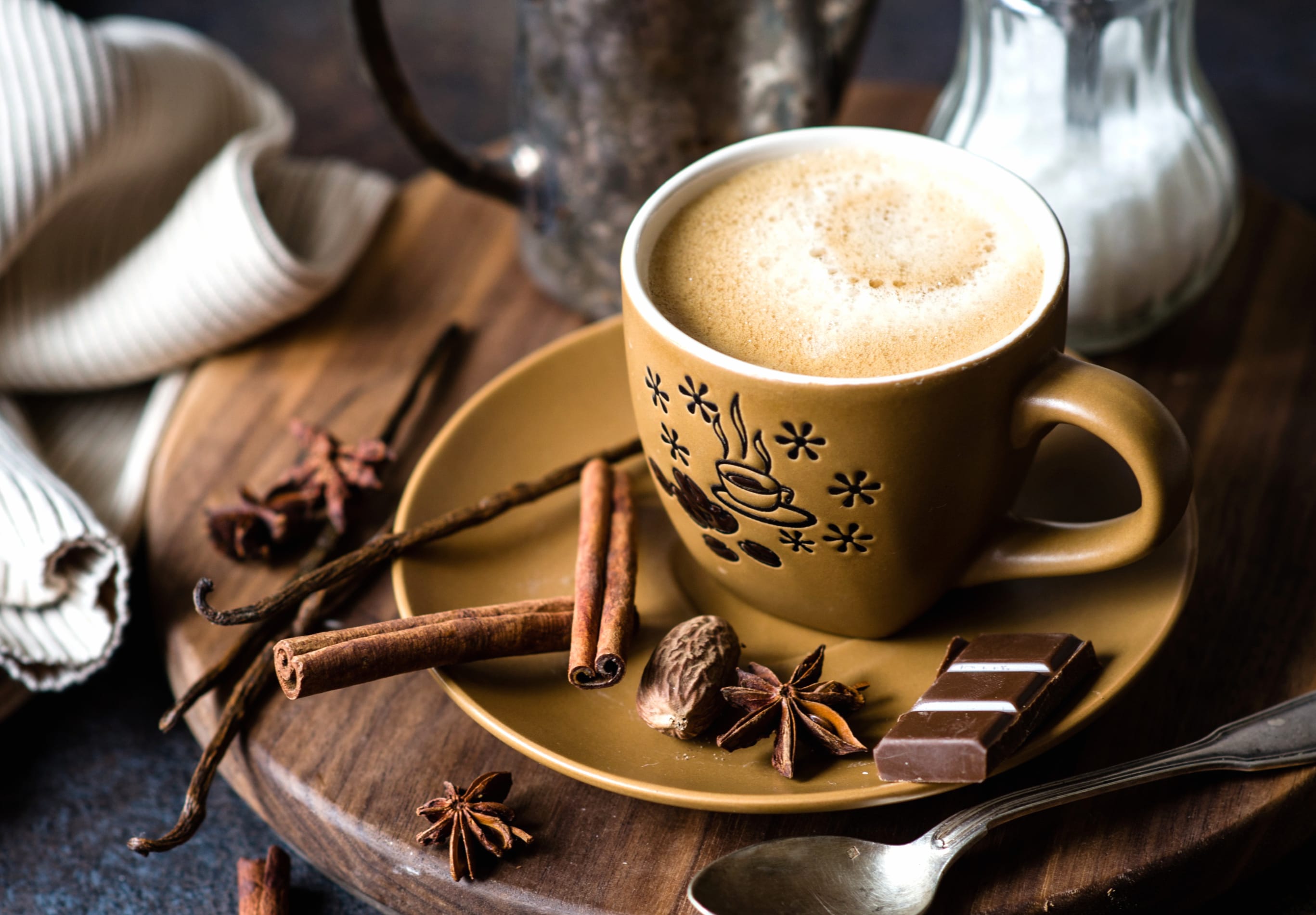 Star Anise Still Life Cinnamon Chocolate Cup Food Coffee at 640 x 1136 iPhone 5 size wallpapers HD quality