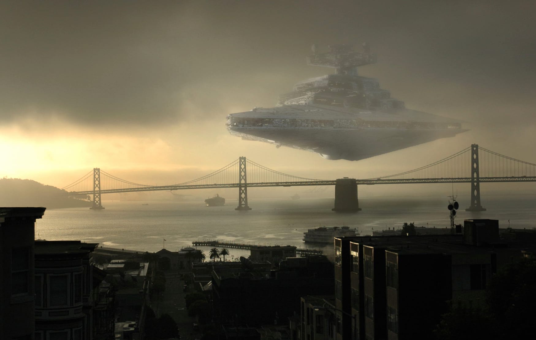 Star Destroyer Over Bay Bridge - San Francisco wallpapers HD quality