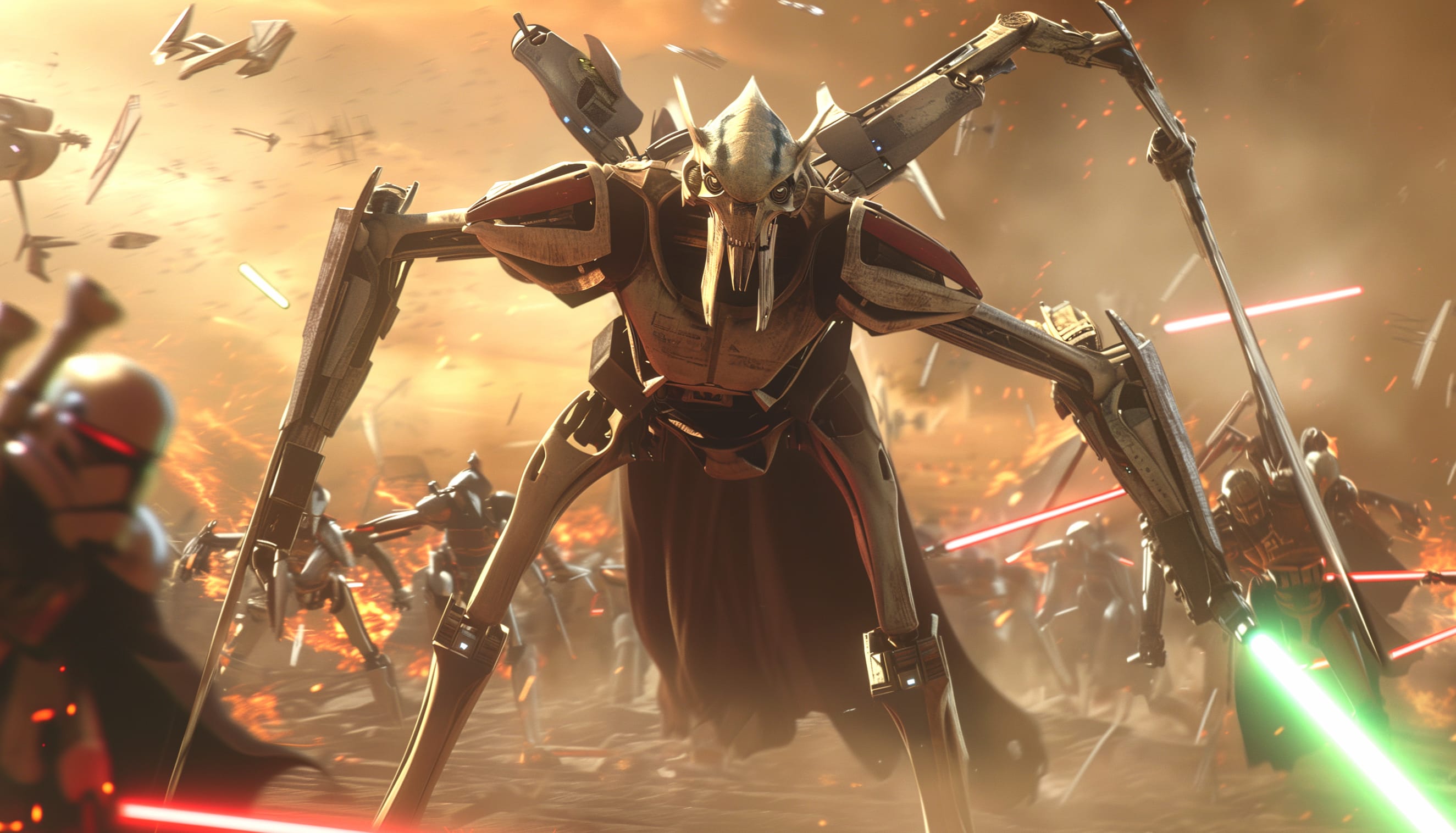 Star Wars General Grievous Epic Battle Scene wallpapers HD quality