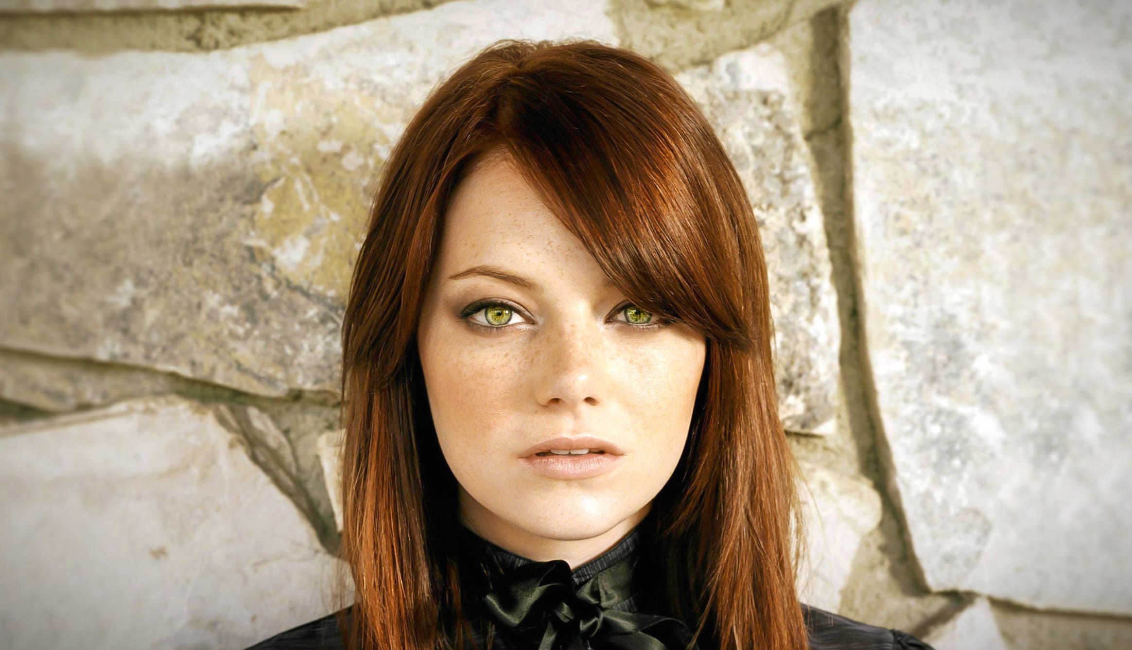 Stare Green Eyes Redhead Face American Actress Celebrity Emma Stone at 1024 x 1024 iPad size wallpapers HD quality