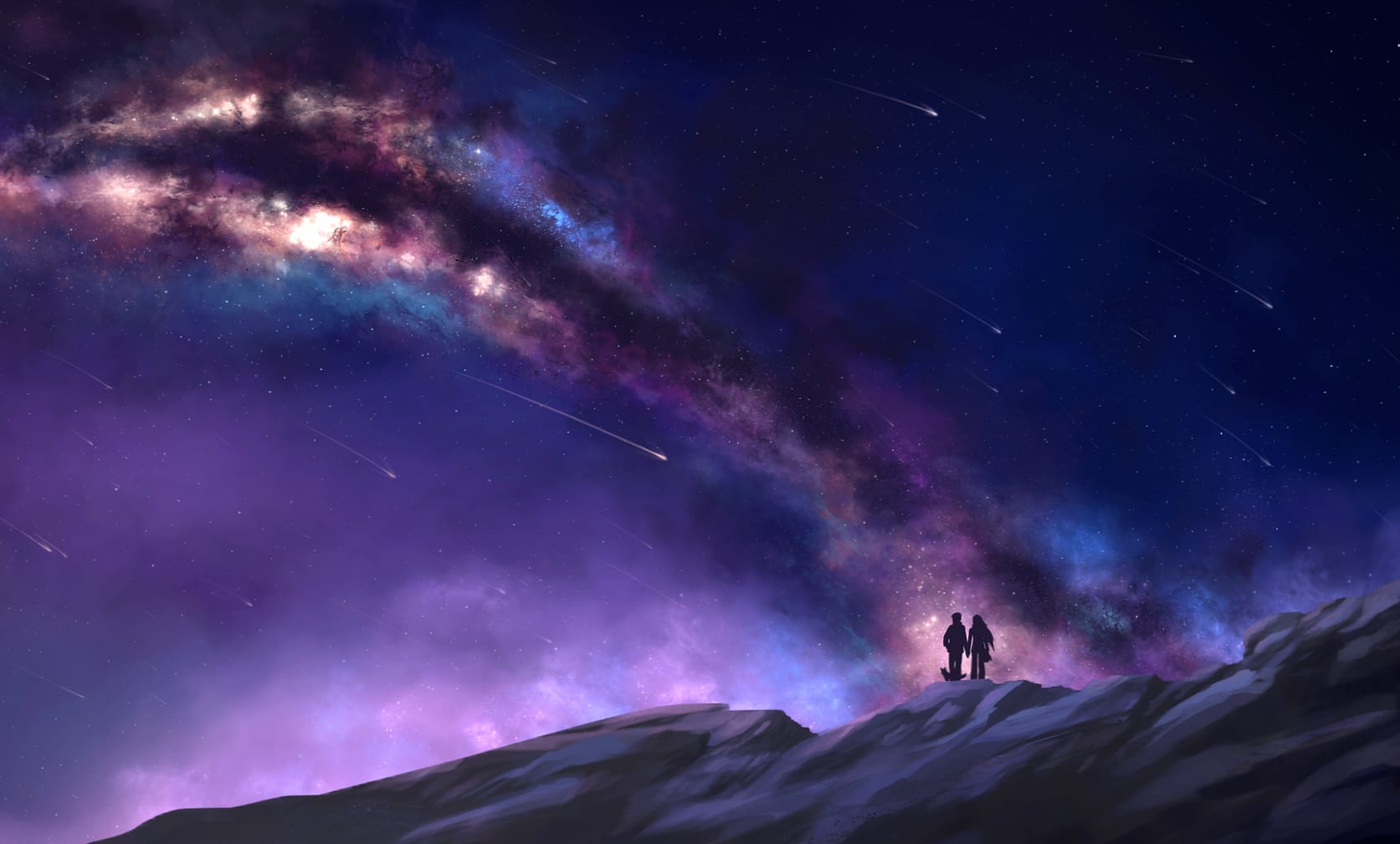 Starry Couple Under the Milky Way - Sci Fi at 1600 x 1200 size wallpapers HD quality