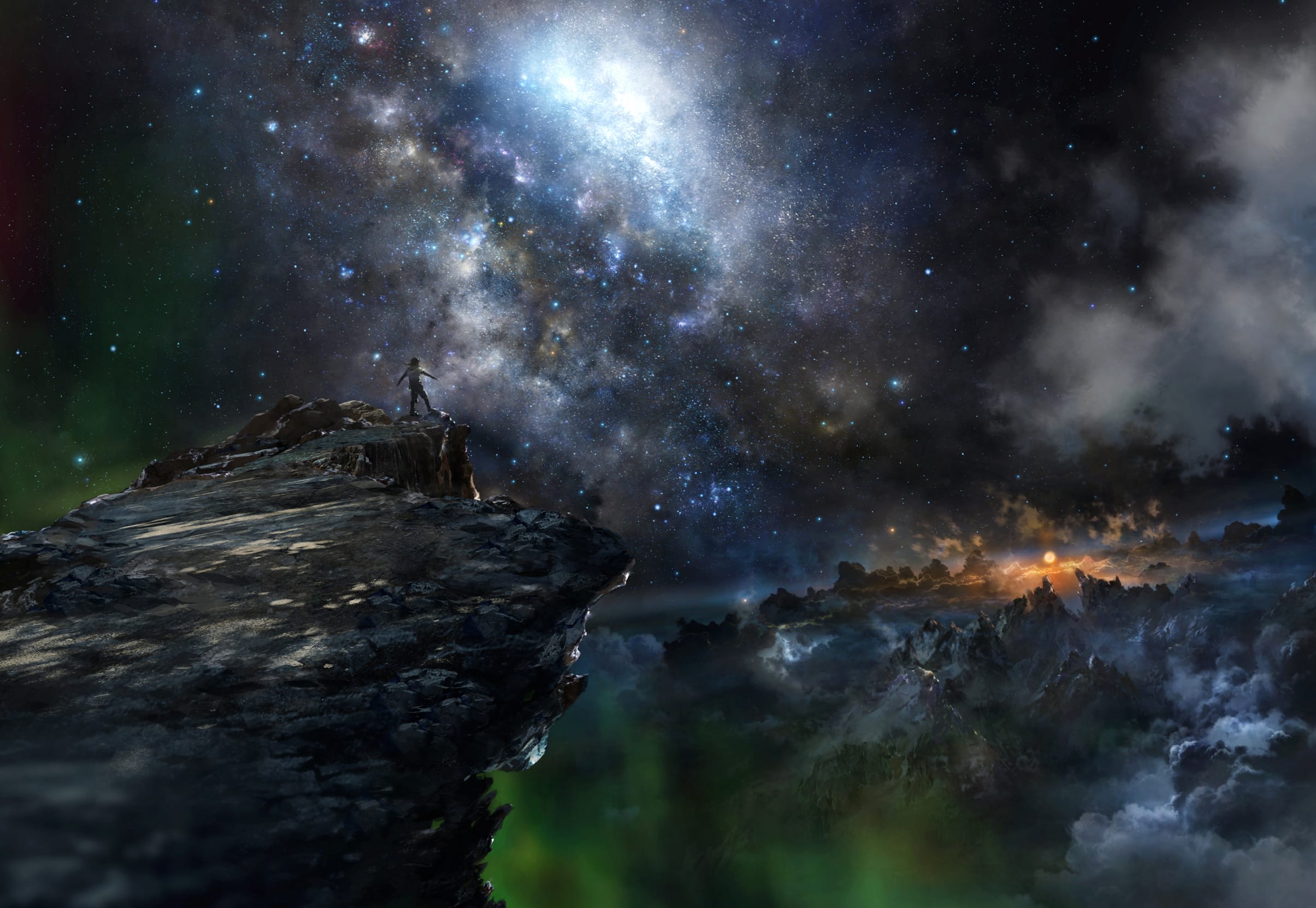 Starry Sci-Fi Scenic Landscape at 2560 x 1440 HD size wallpapers HD quality