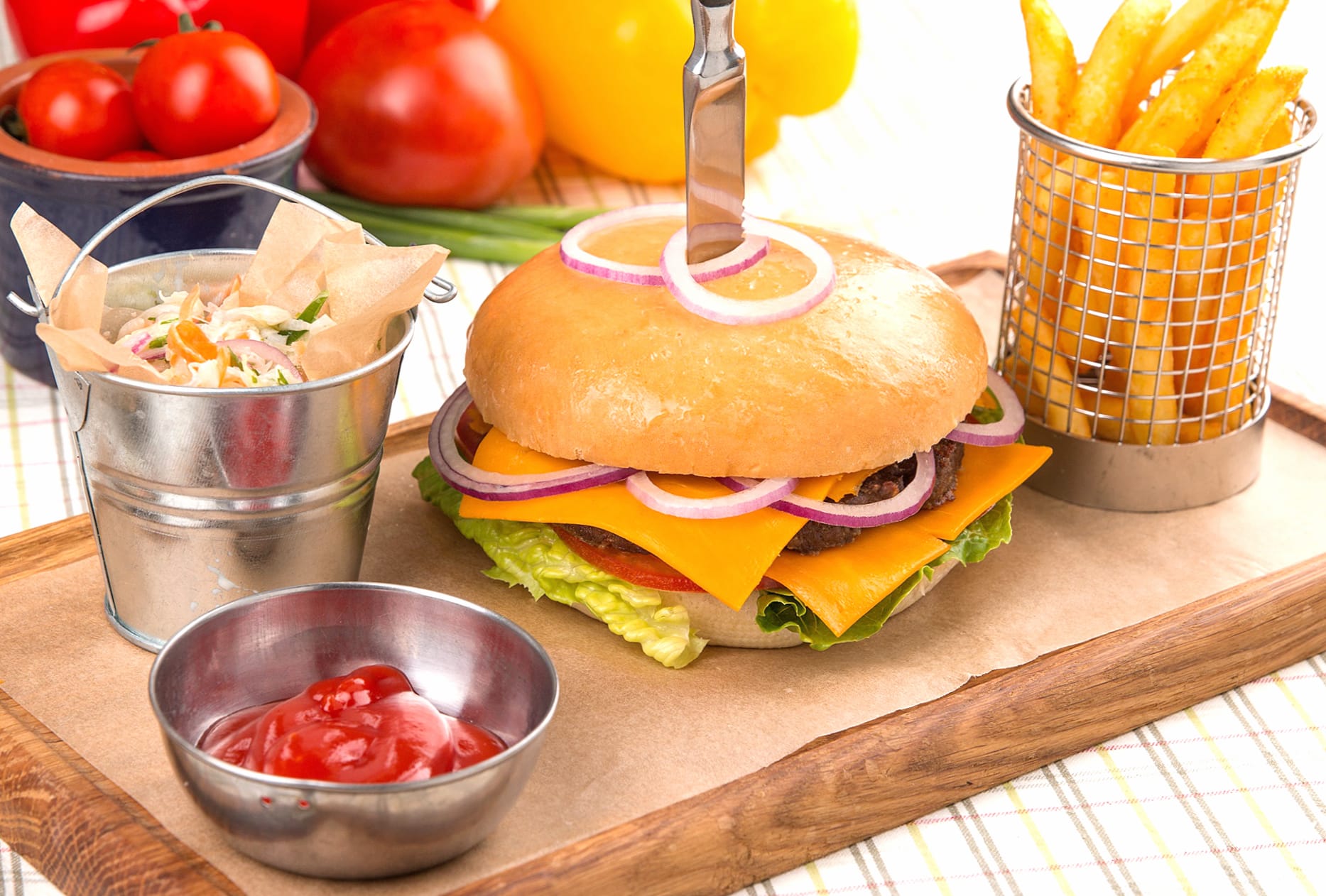 Still Life French Fries Food Burger at 1152 x 864 size wallpapers HD quality