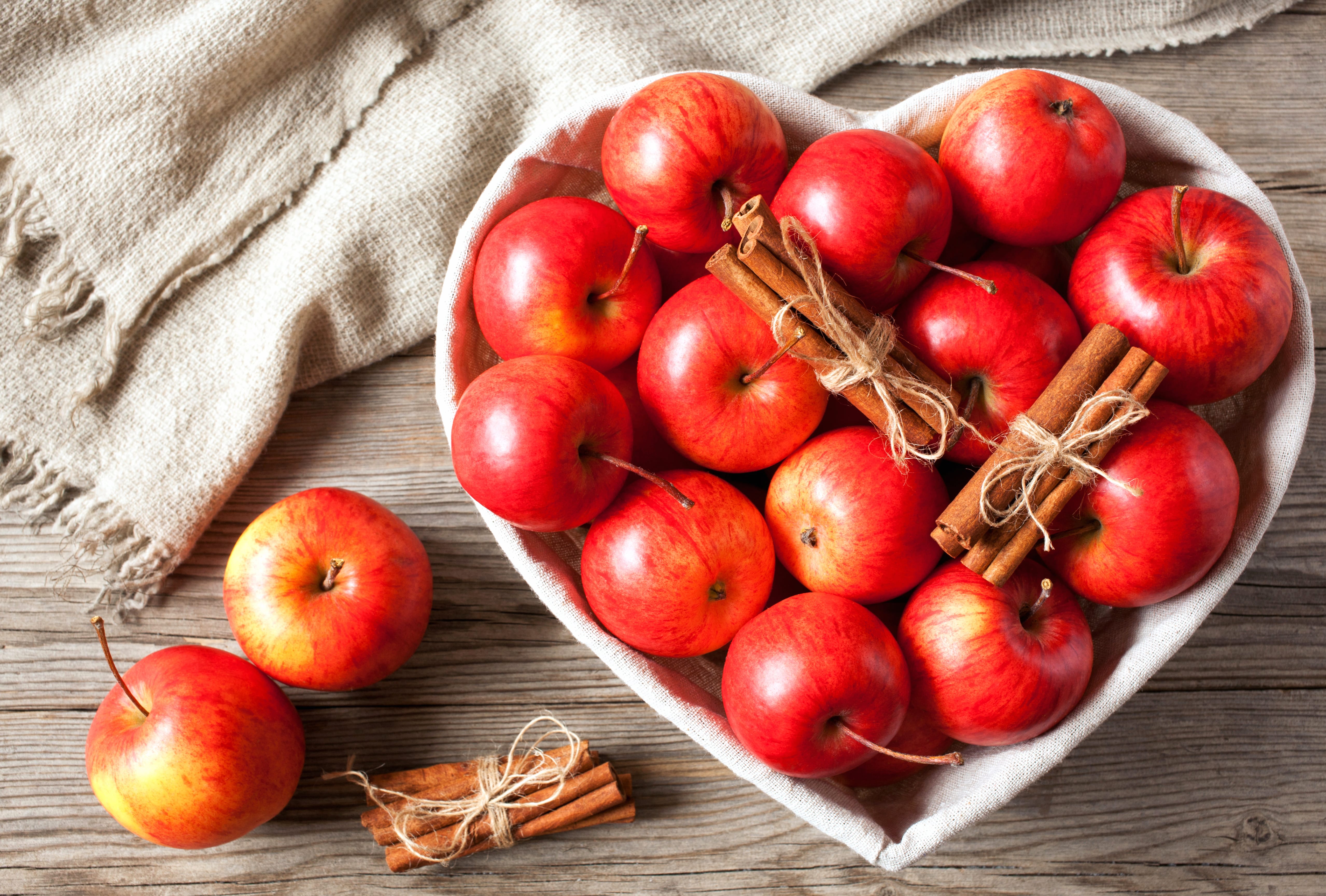 Still Life Heart-shaped Fruit Cinnamon Food Apple wallpapers HD quality