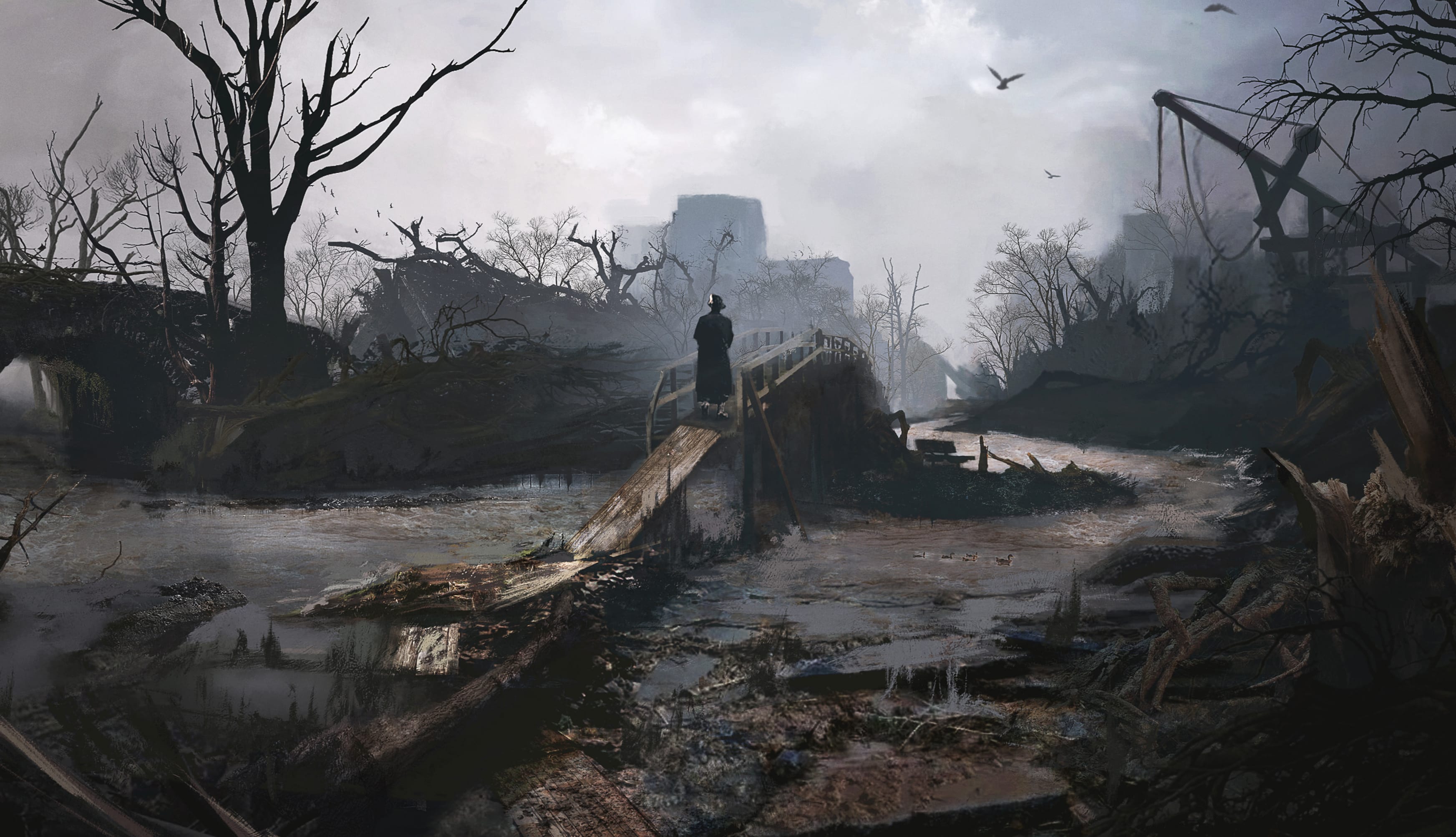 Stream Detritus Bridge Overcast Video Game Sherlock Holmes The Awakened at 2560 x 1440 HD size wallpapers HD quality