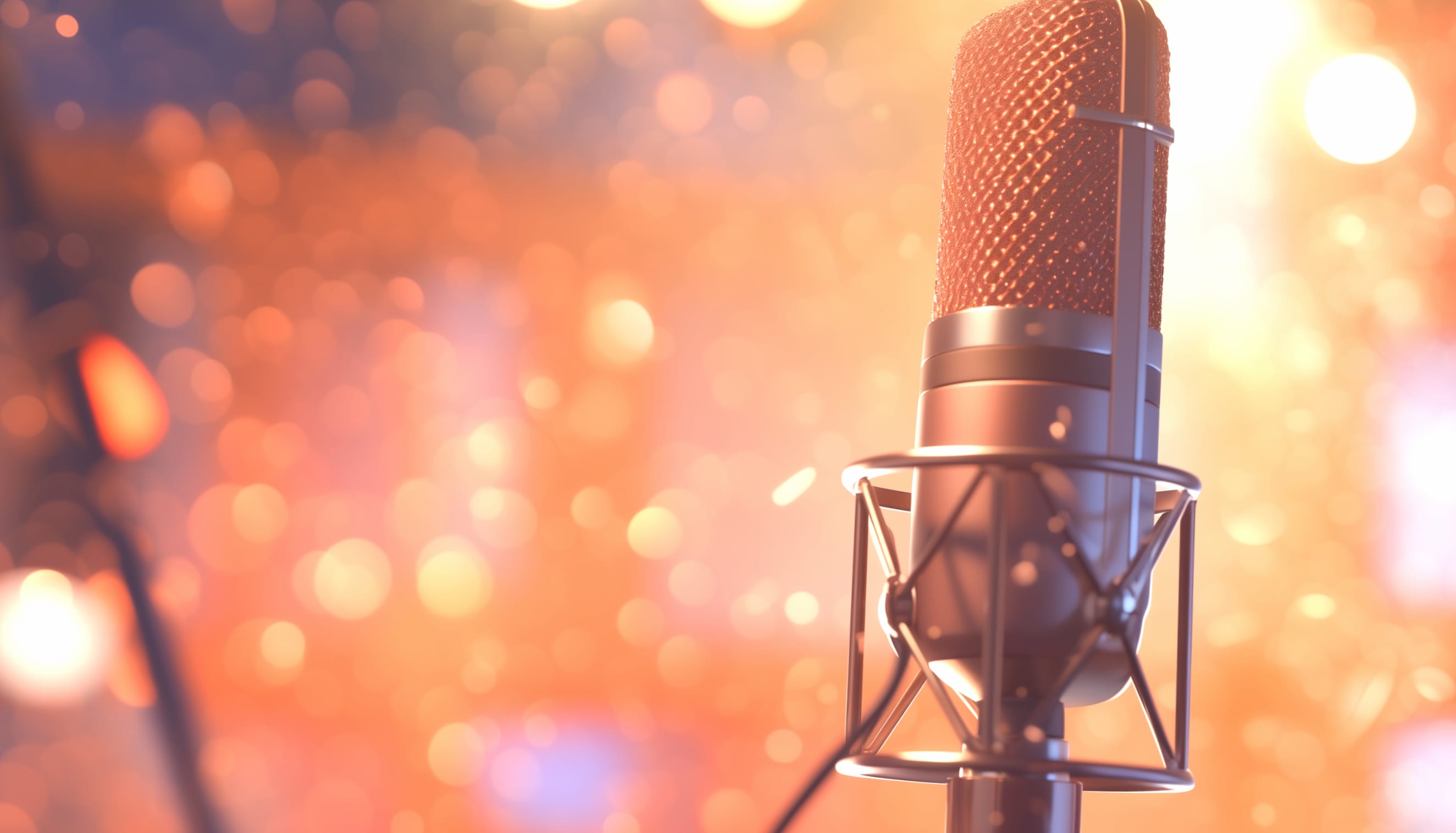 Studio Microphone - Vibrant Music Background at 1600 x 1200 size wallpapers HD quality