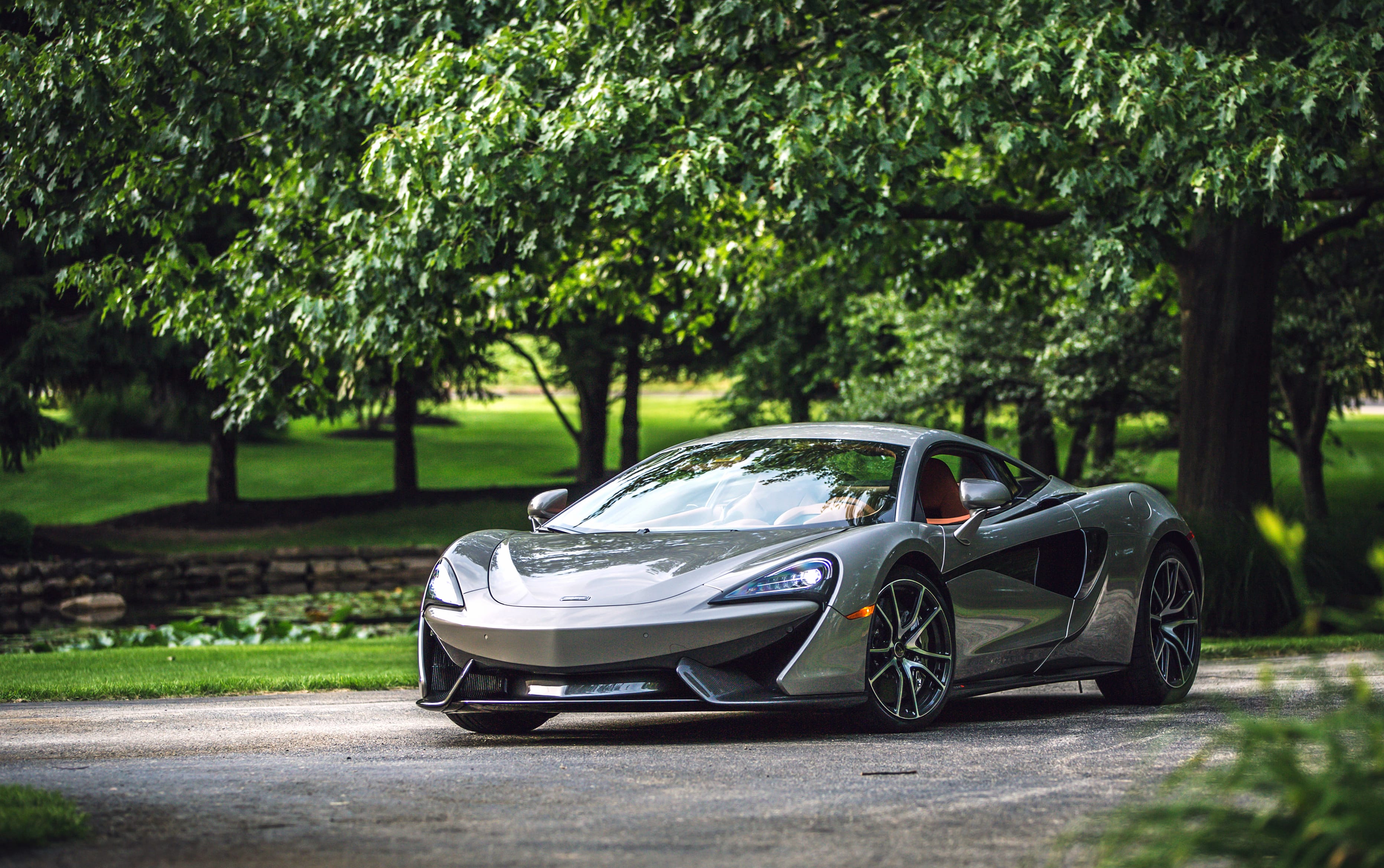 Stunning McLaren 570S of a Silver Supercar at 2048 x 2048 iPad size wallpapers HD quality