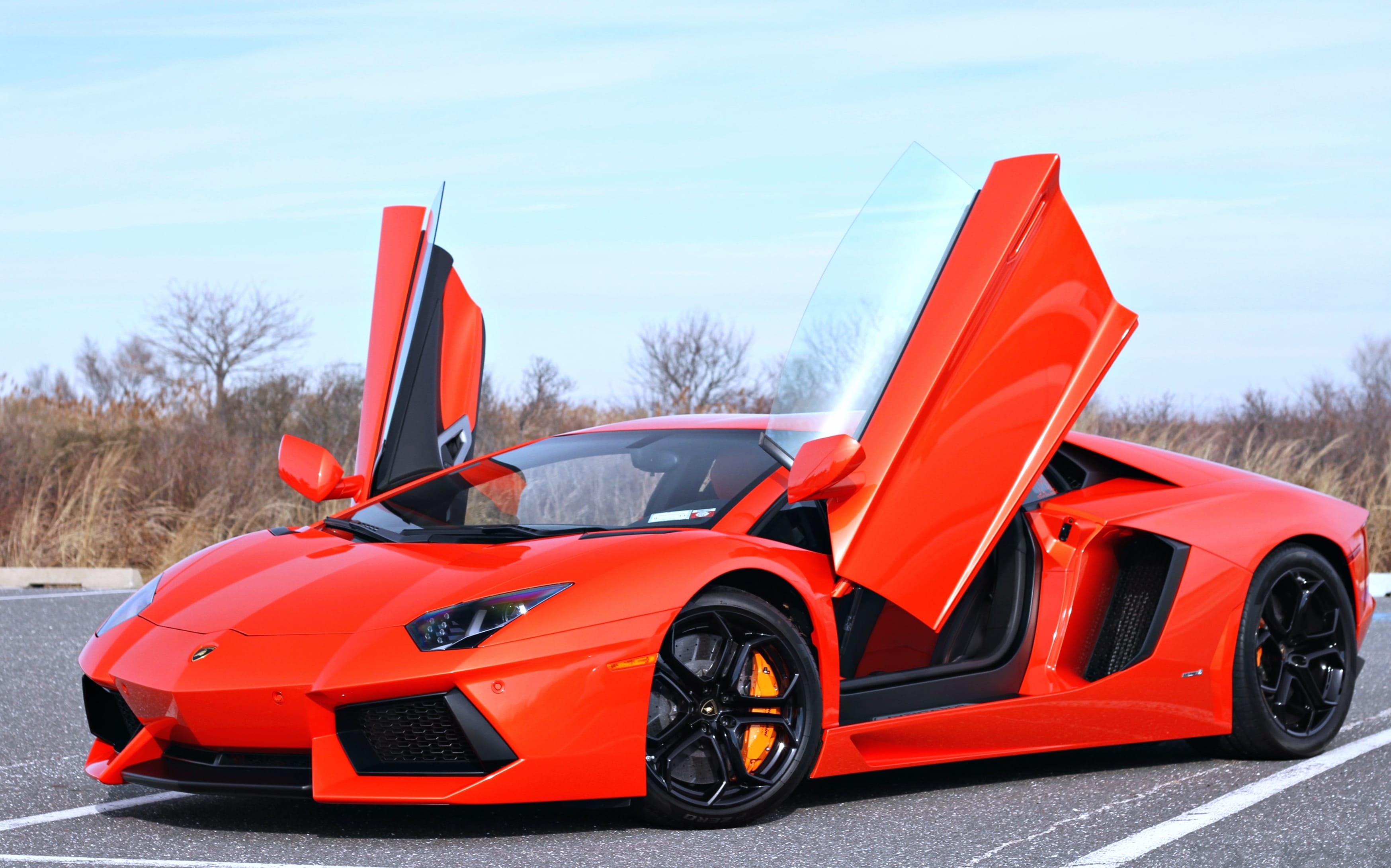 Stunning Orange Lamborghini Aventador LP700-4 at 2048 x 2048 iPad size wallpapers HD quality