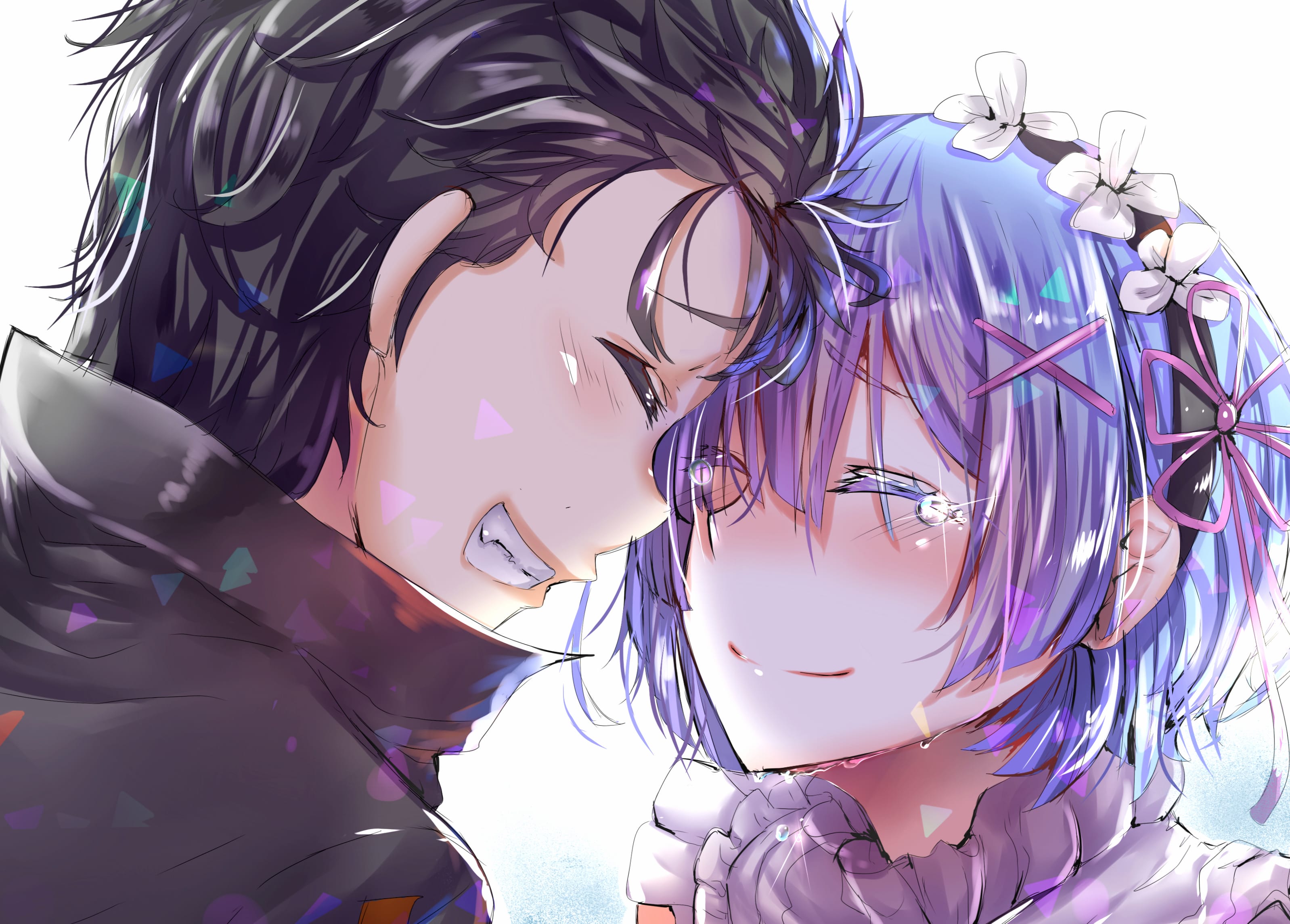 Subaru Natsuki and Rem - ReZERO at 640 x 1136 iPhone 5 size wallpapers HD quality