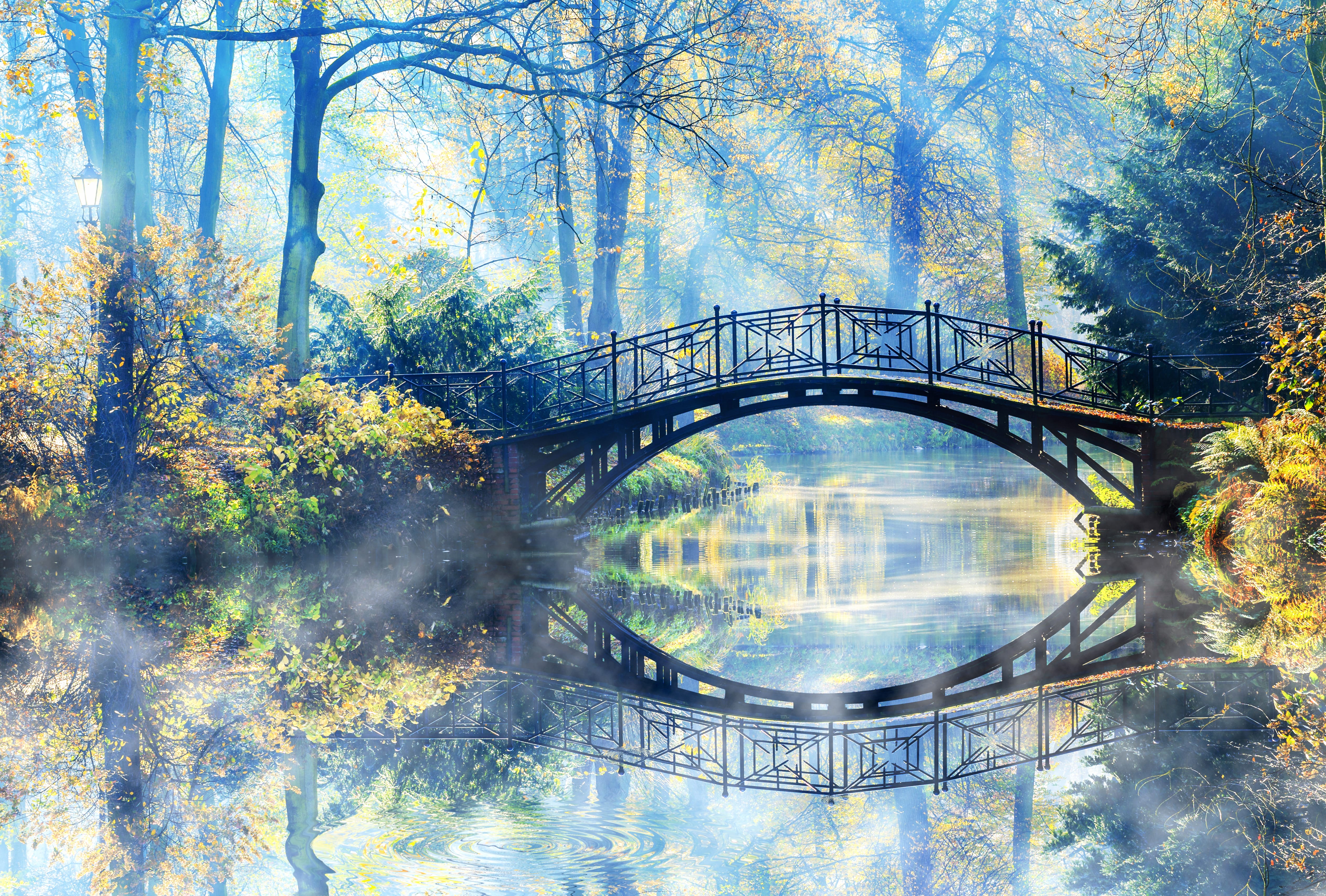 Sunlit Bridge Reflection in Nature - wallpapers HD quality