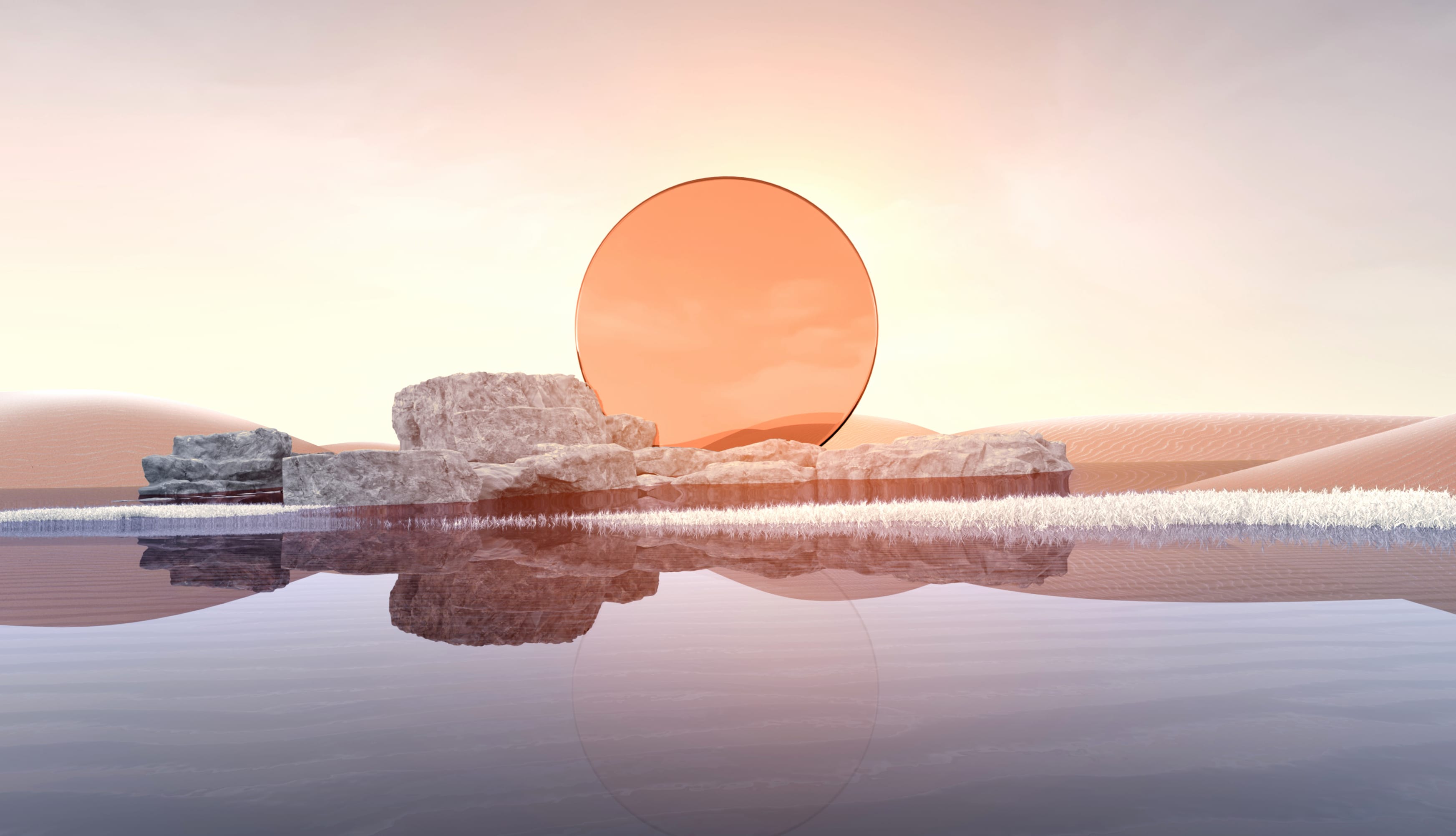 Sunset Desert Landscape Digital Art wallpapers HD quality